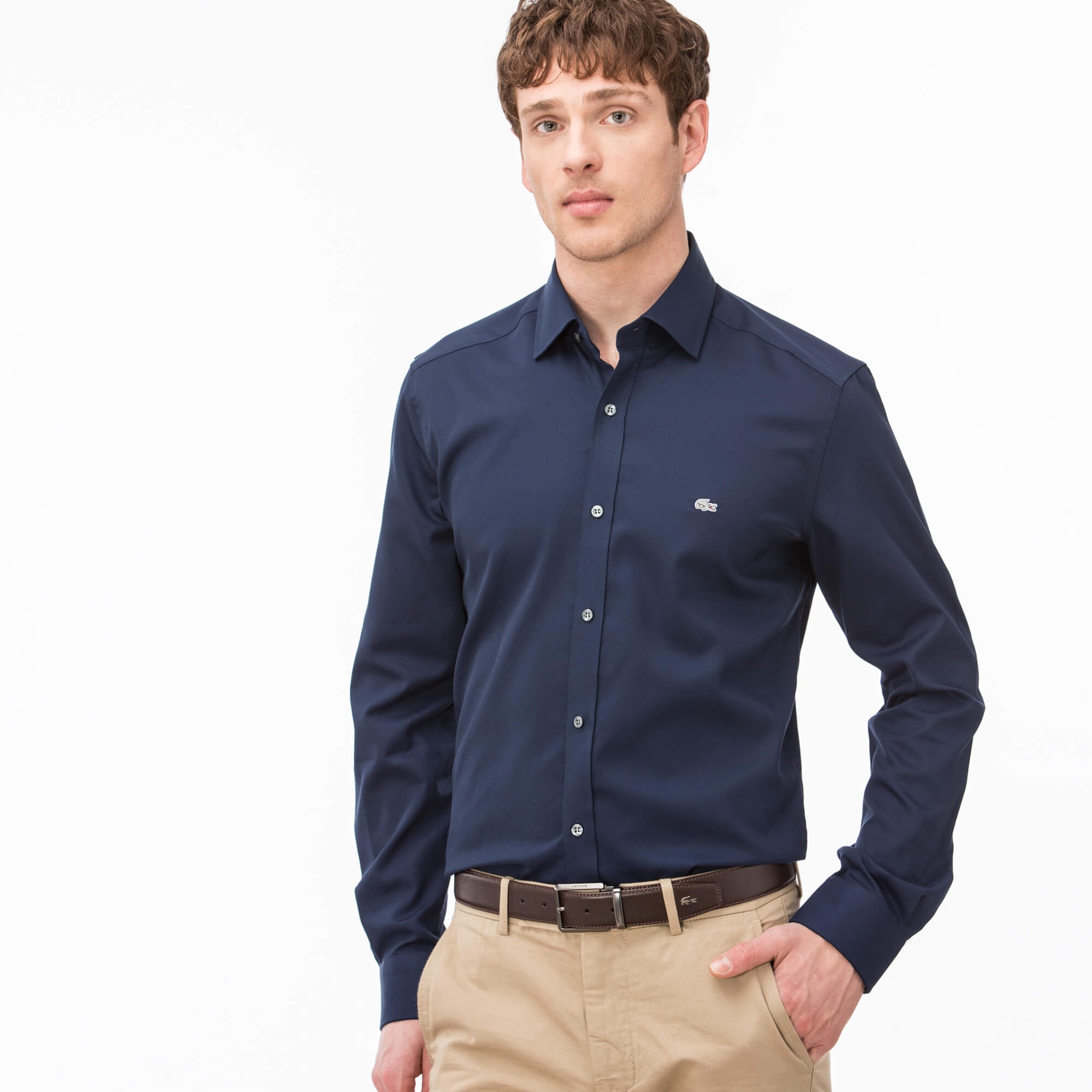 Lacoste Erkek Slim Fit Lacivert Gömlek