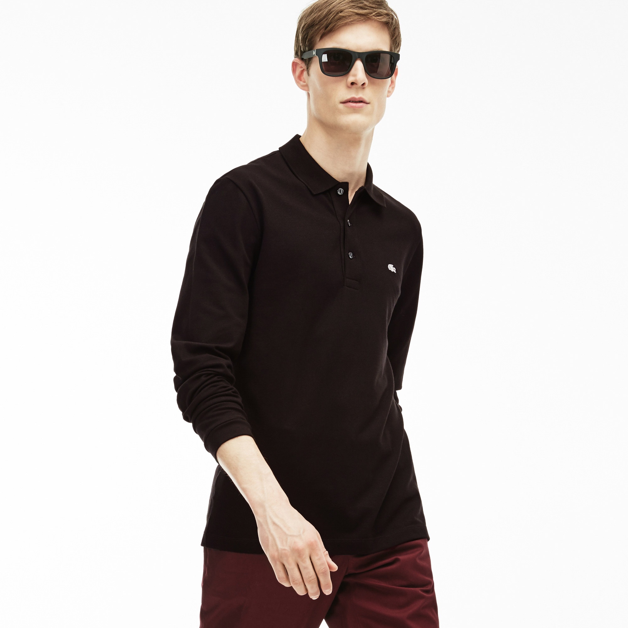 Lacoste Erkek Slim Fit Uzun Kollu Siyah Polo