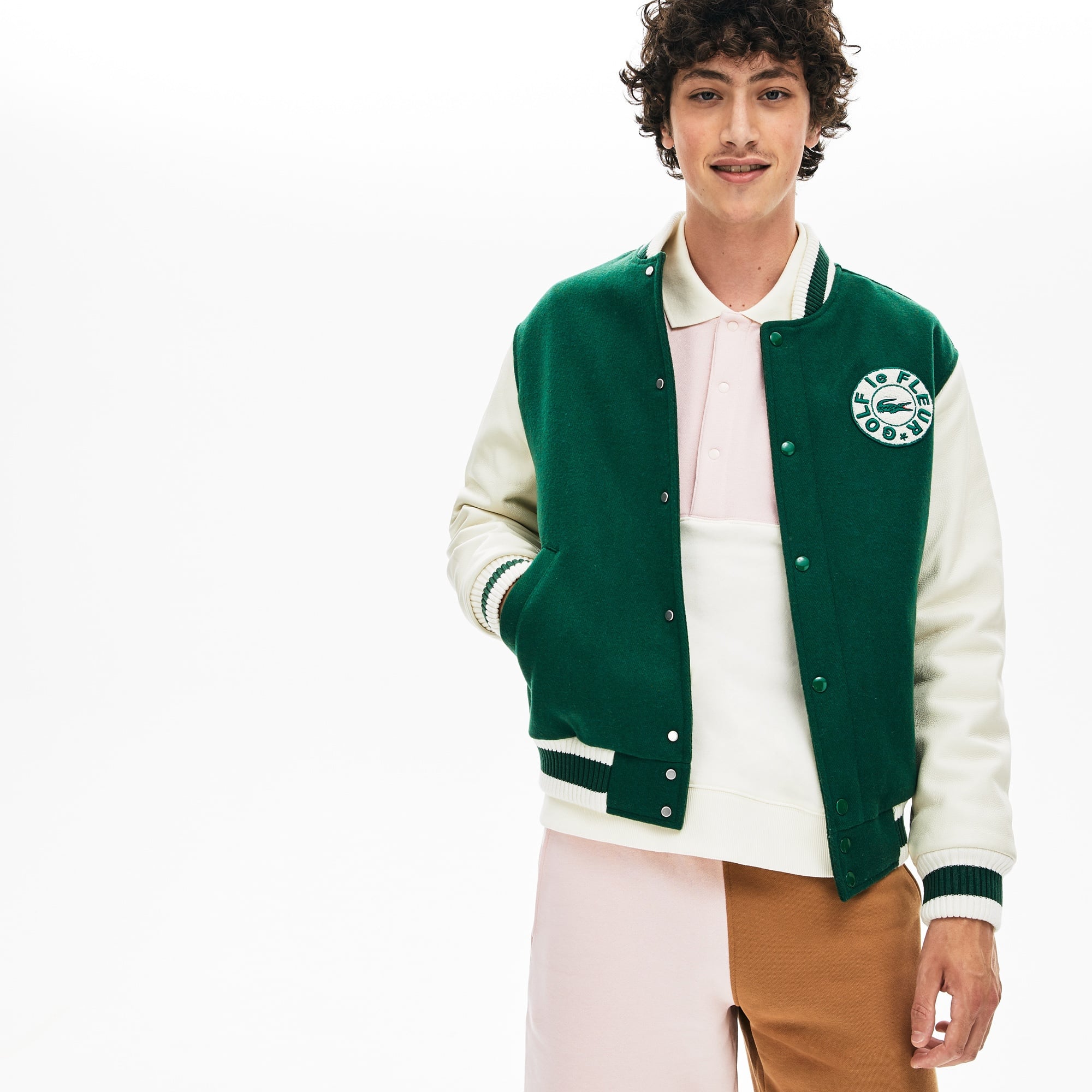 Lacoste X GOLF le FLEUR Unisex Yeşil Blok Desenli Ceket