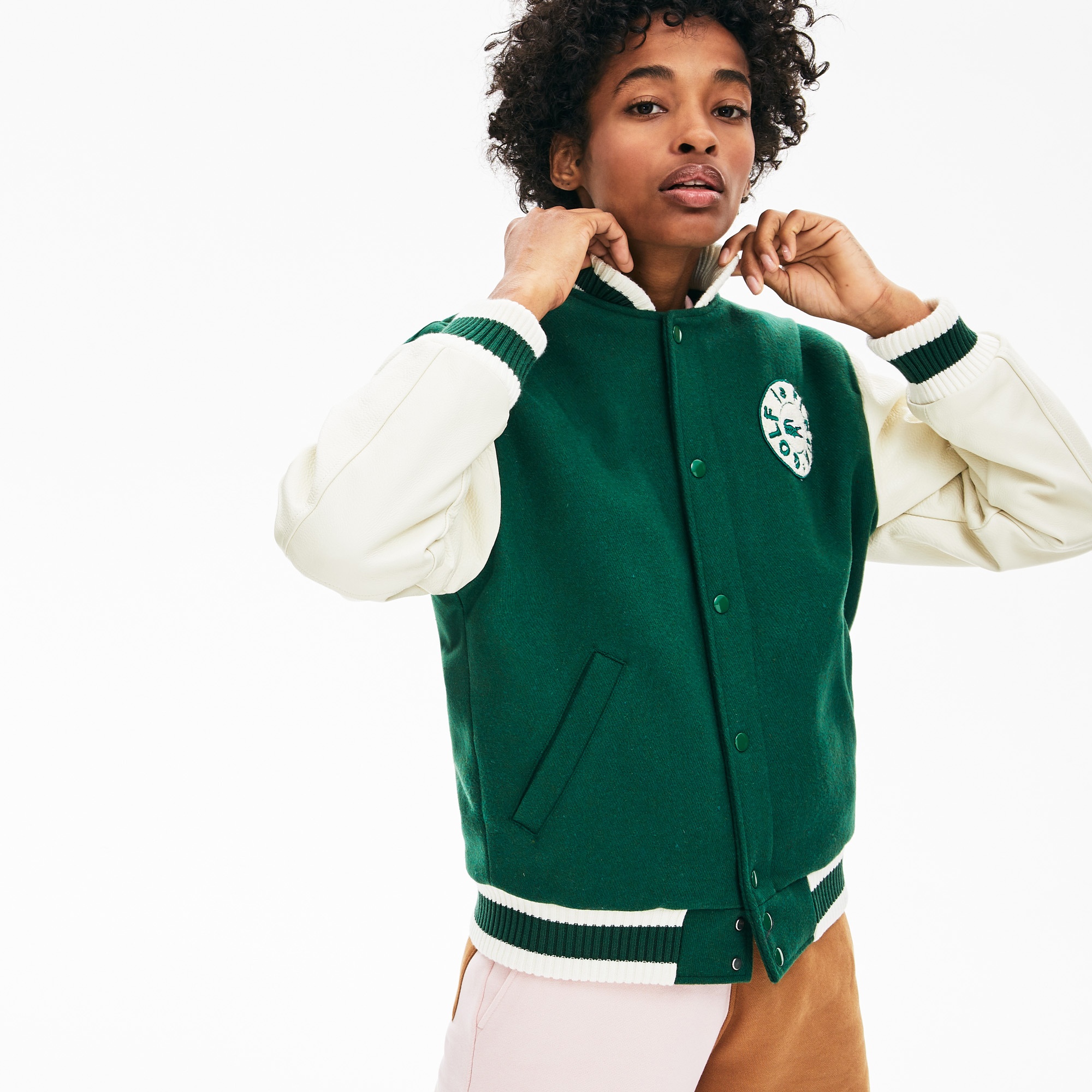 Lacoste X GOLF le FLEUR Unisex Yeşil Blok Desenli Ceket