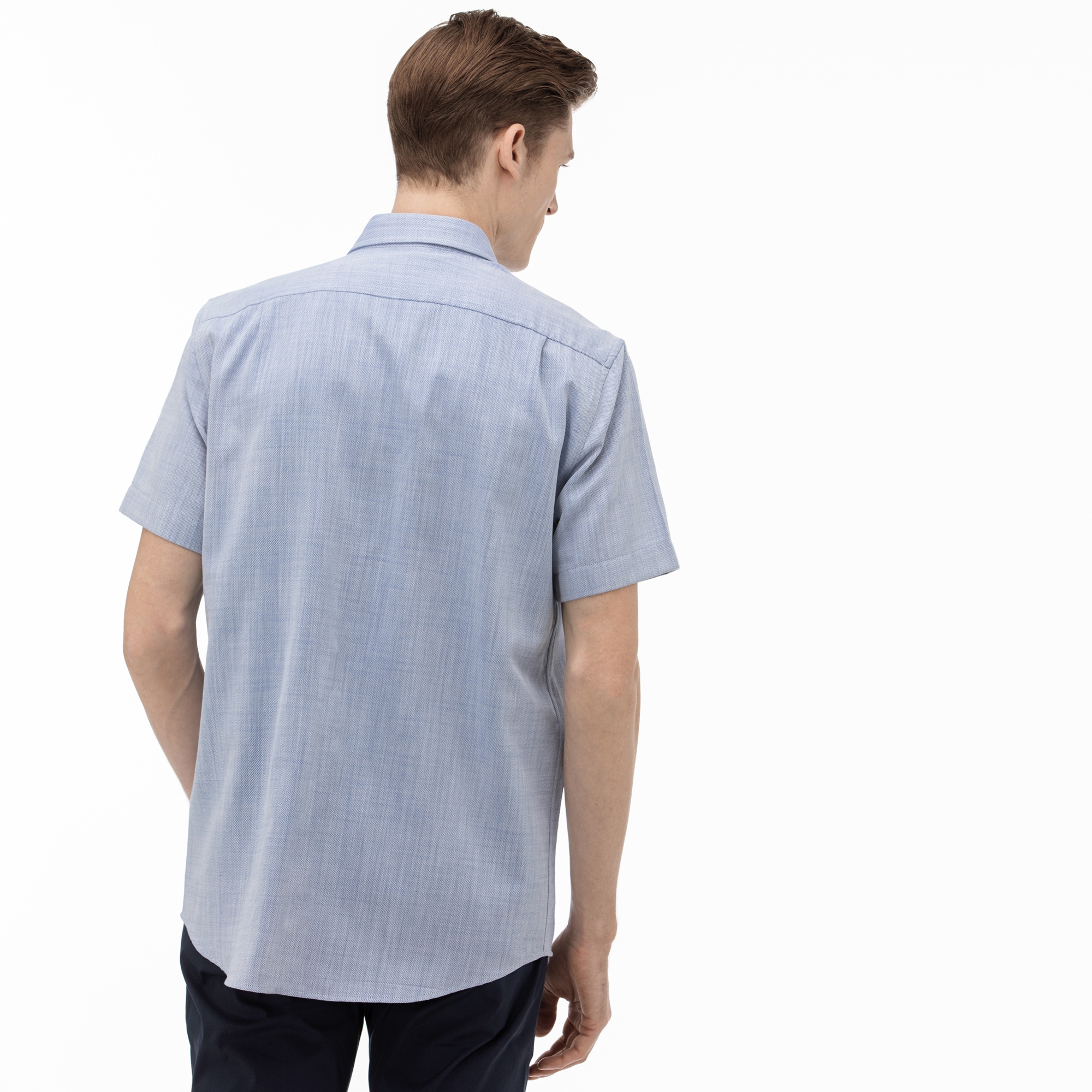 Lacoste Erkek Regular Fit Düğmeli Yaka Kısa Kollu Saks Mavi Gömlek