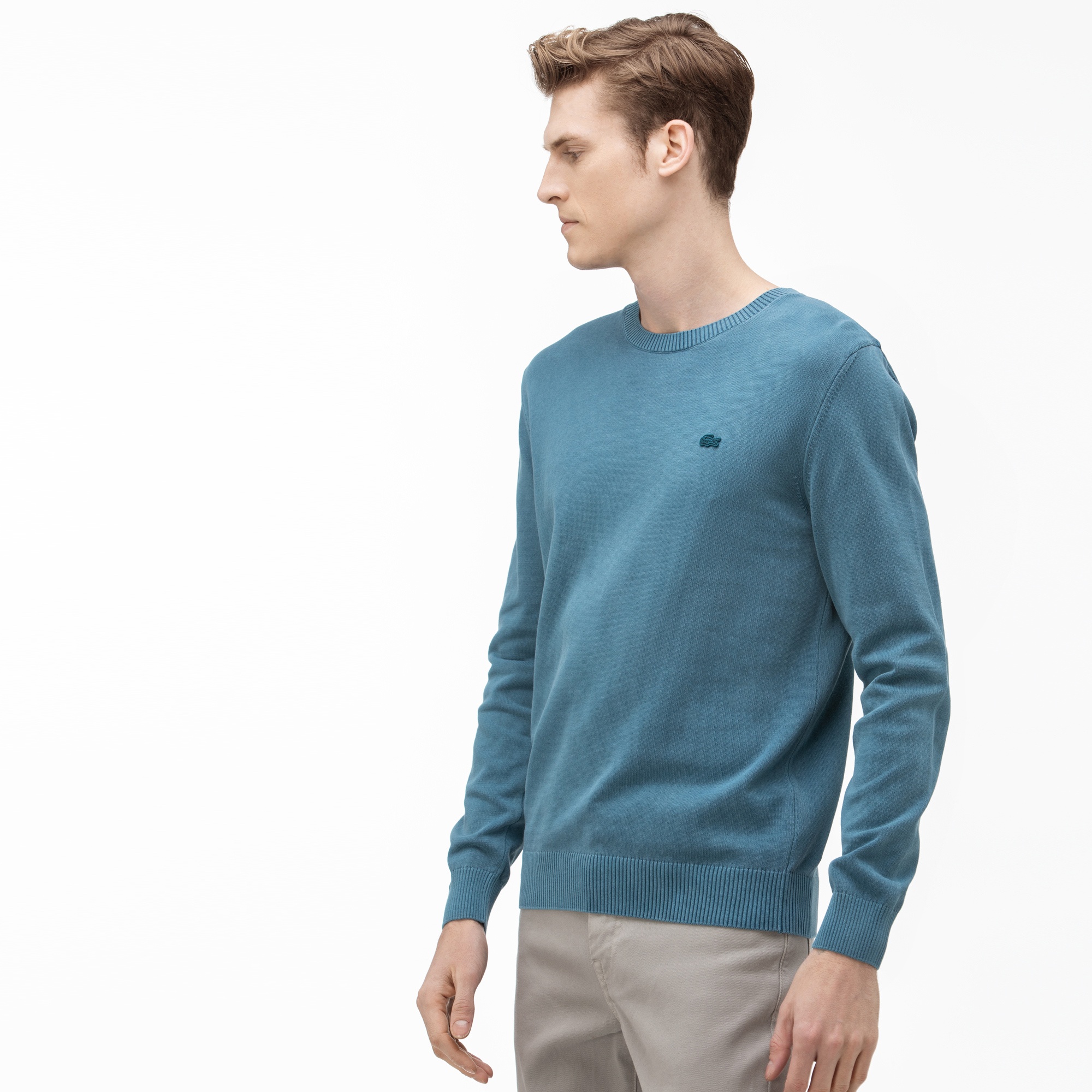 Lacoste Erkek Bisiklet Yaka Mavi Triko Kazak