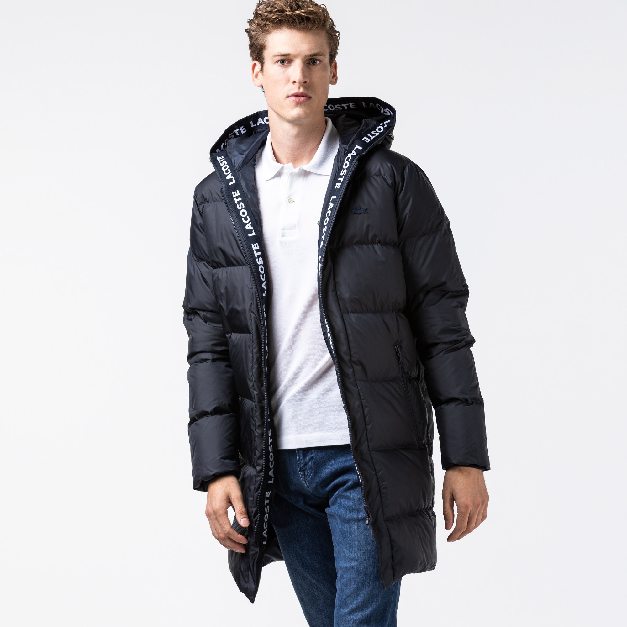 Lacoste Erkek Kapüşonlu Lacivert Mont