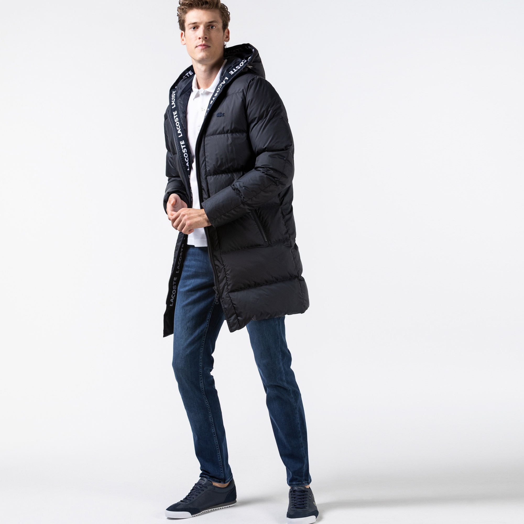 Lacoste Erkek Kapüşonlu Lacivert Mont