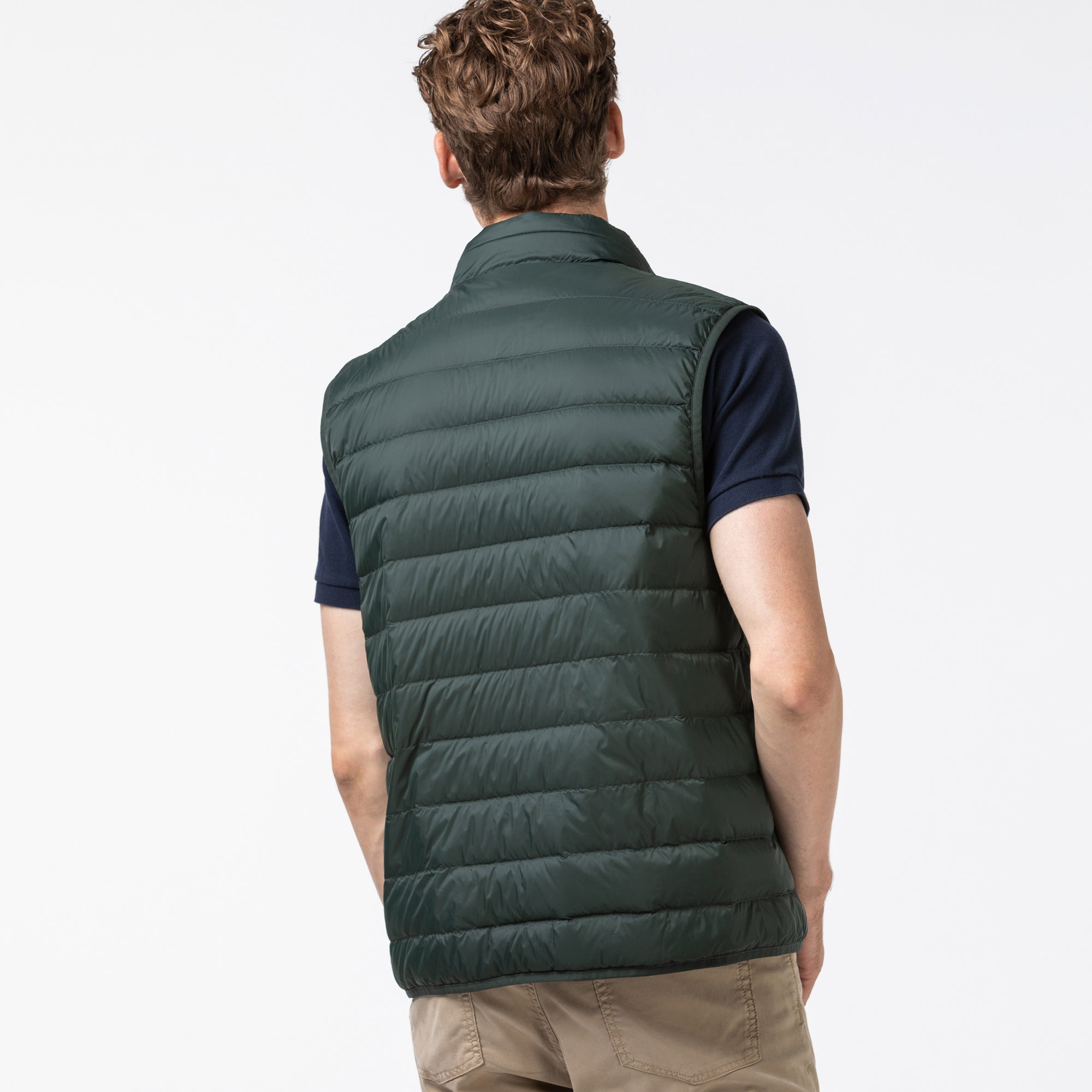 Lacoste Erkek Kapitone Dik Yaka Kolsuz Yeşil Yelek Mont