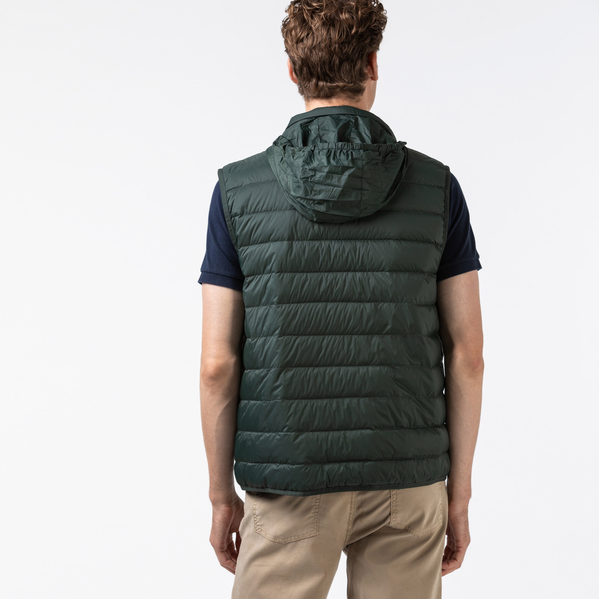 Lacoste Erkek Kapitone Dik Yaka Kolsuz Yeşil Yelek Mont