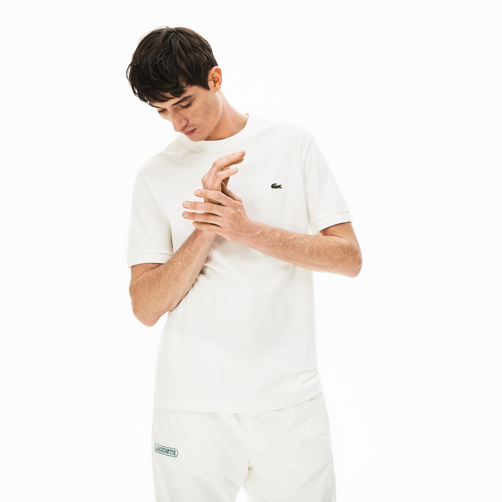 Lacoste Erkek Regular Fit Bisiklet Yaka Beyaz T-Shirt