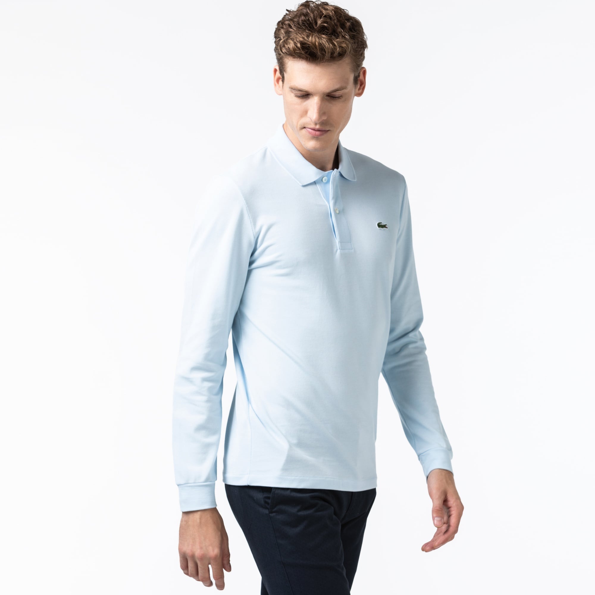 Lacoste Erkek Classic Fit Uzun Kollu L1312 Açık Mavi Polo