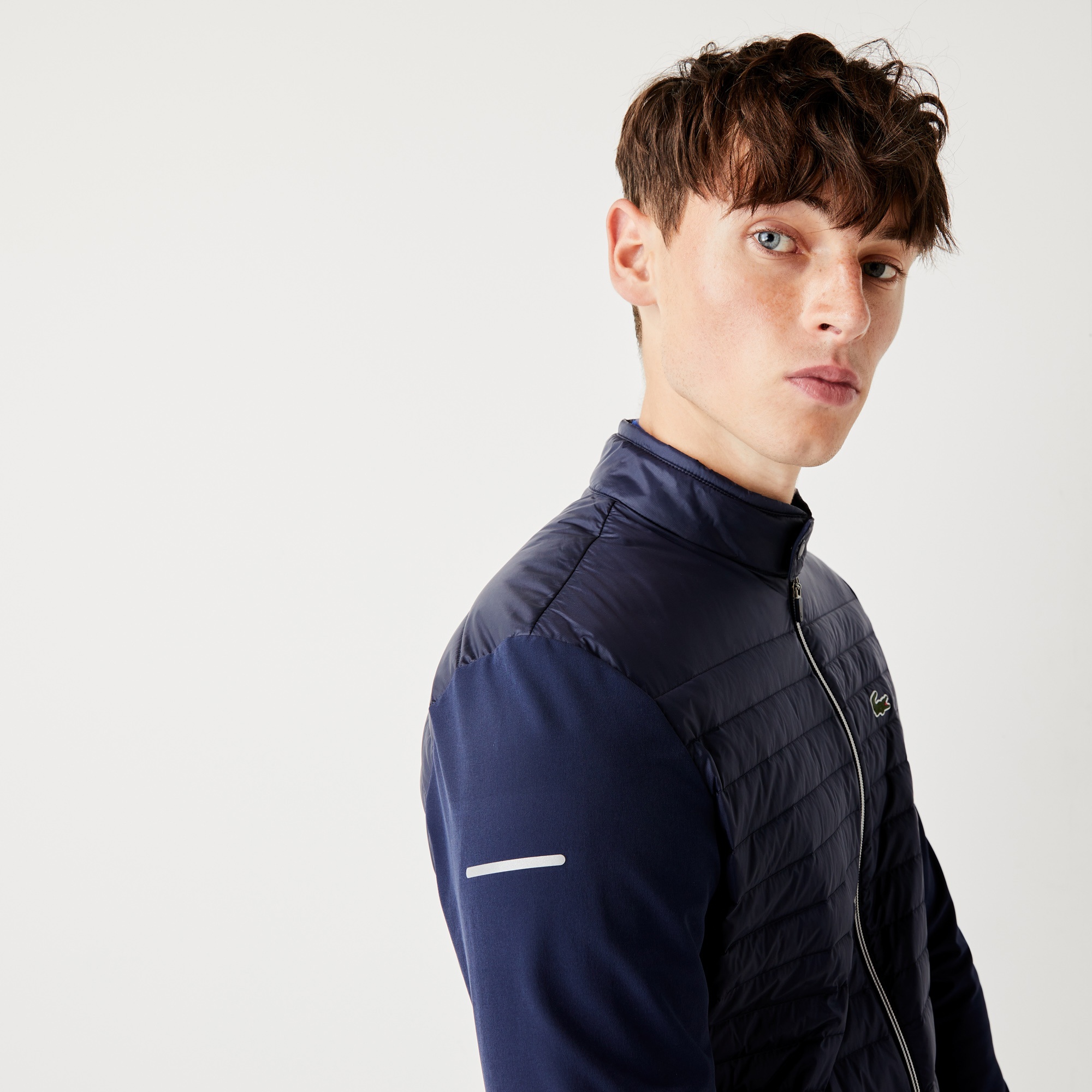 Lacoste SPORT Erkek Dik Yaka Kapitone Lacivert Mont