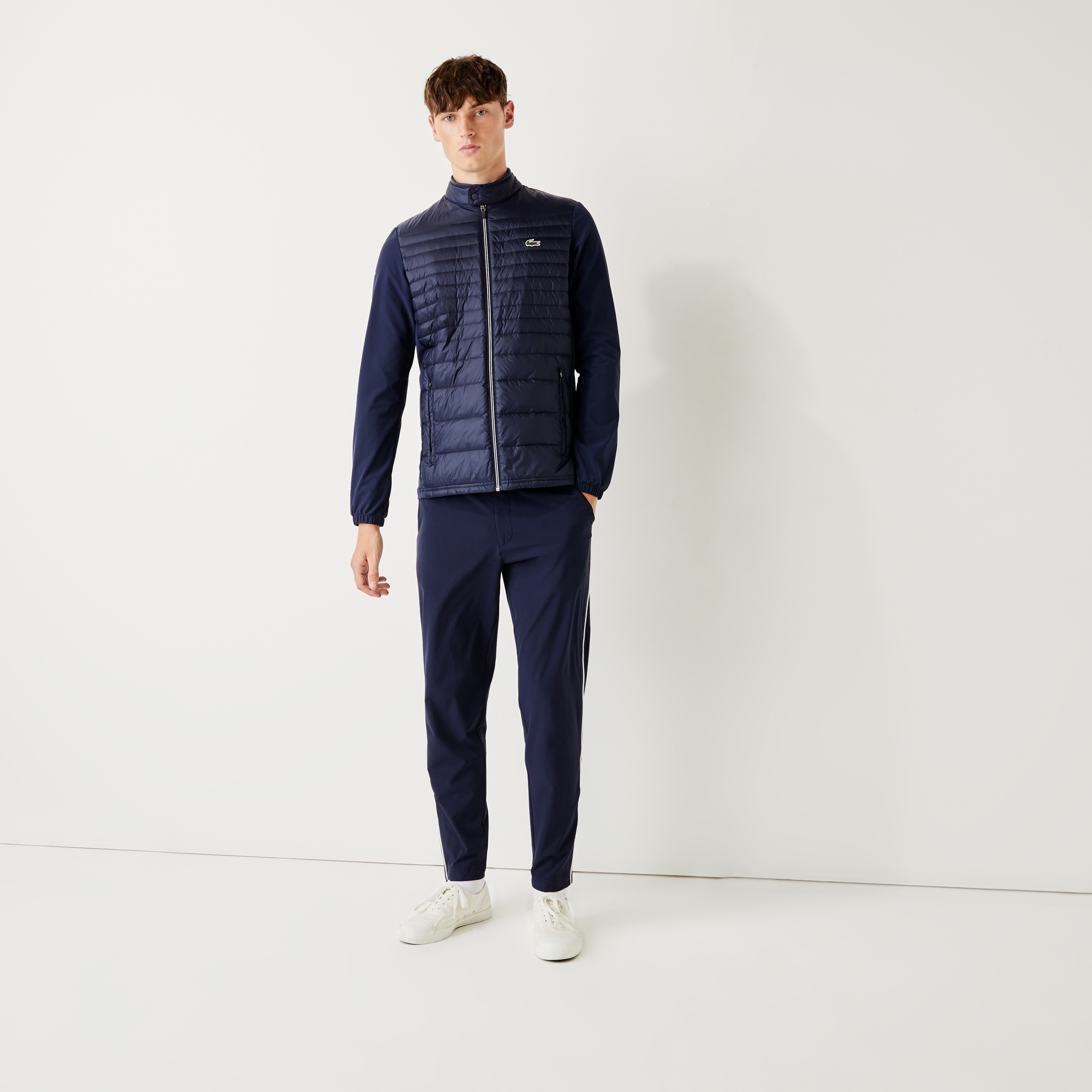 Lacoste SPORT Erkek Dik Yaka Kapitone Lacivert Mont