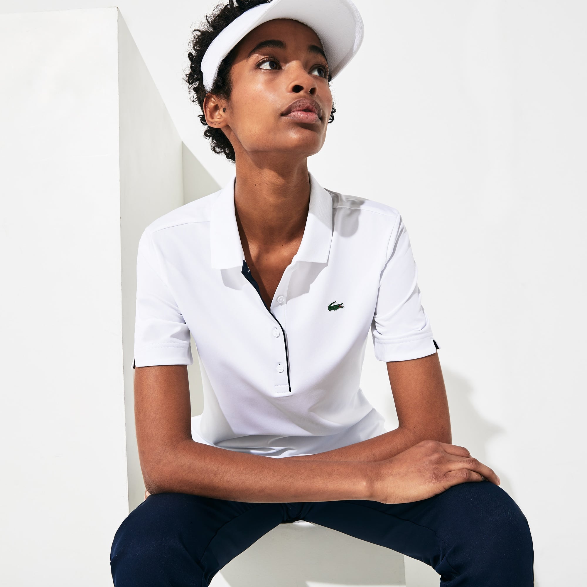Lacoste Kadın Slim Fit Beyaz Polo