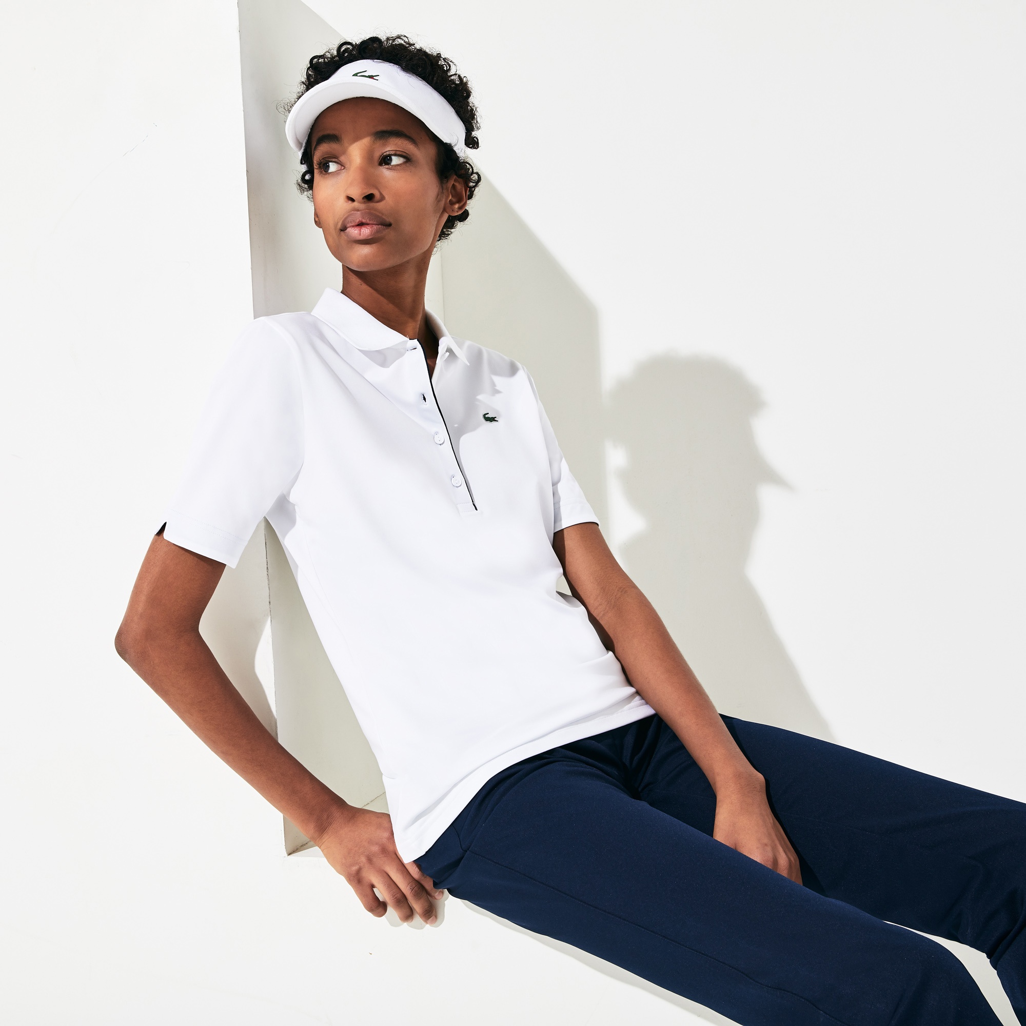 Lacoste Kadın Slim Fit Beyaz Polo