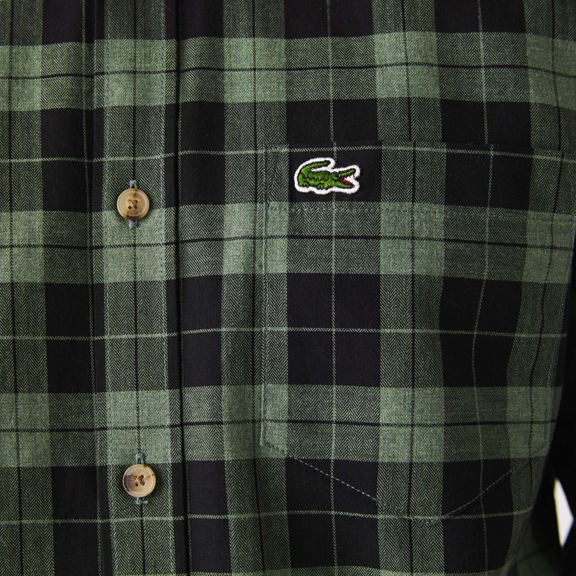 Lacoste Erkek Regular Fit Ekose Yeşil Gömlek