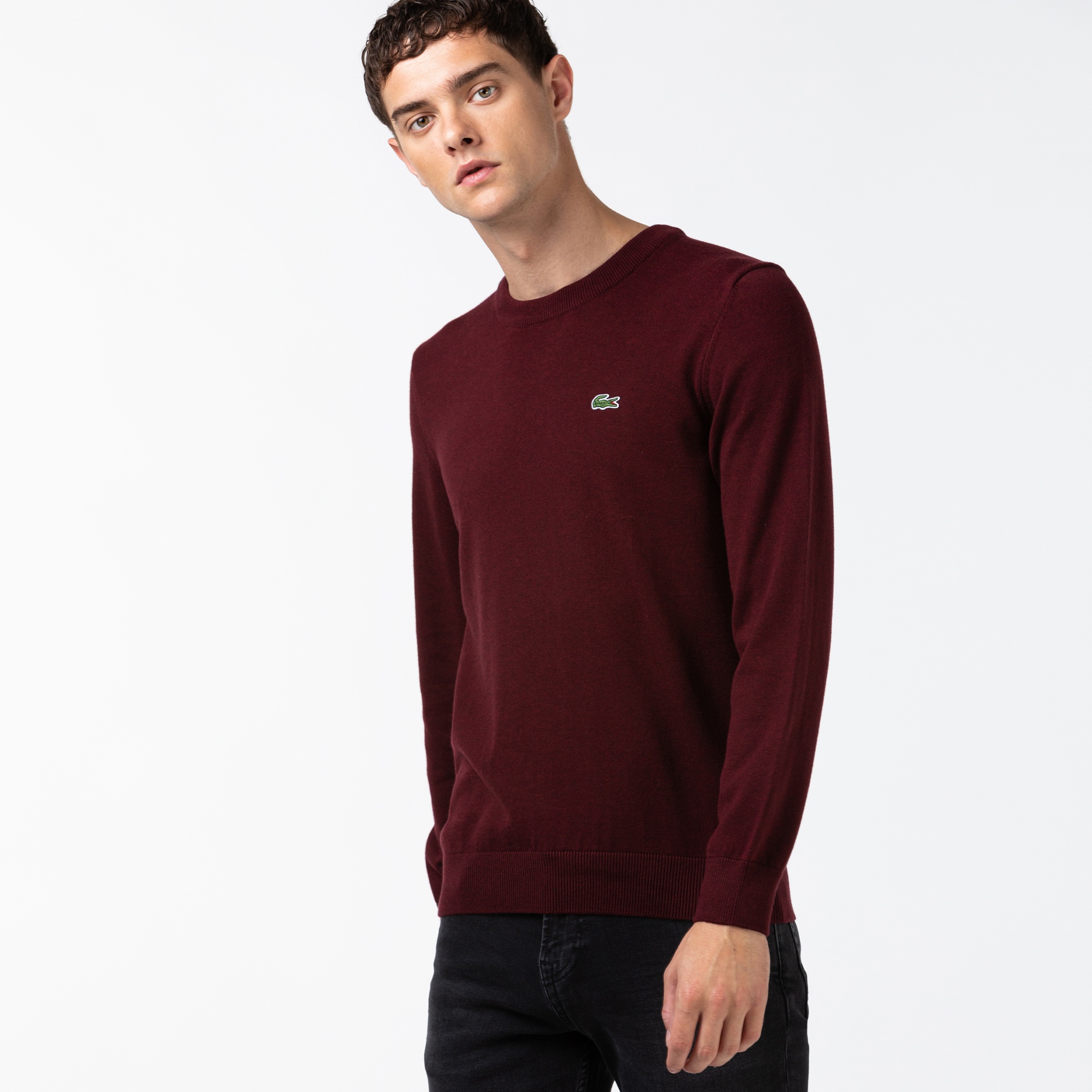 Lacoste Erkek Regular Fit Bisiklet Yaka Bordo Kazak