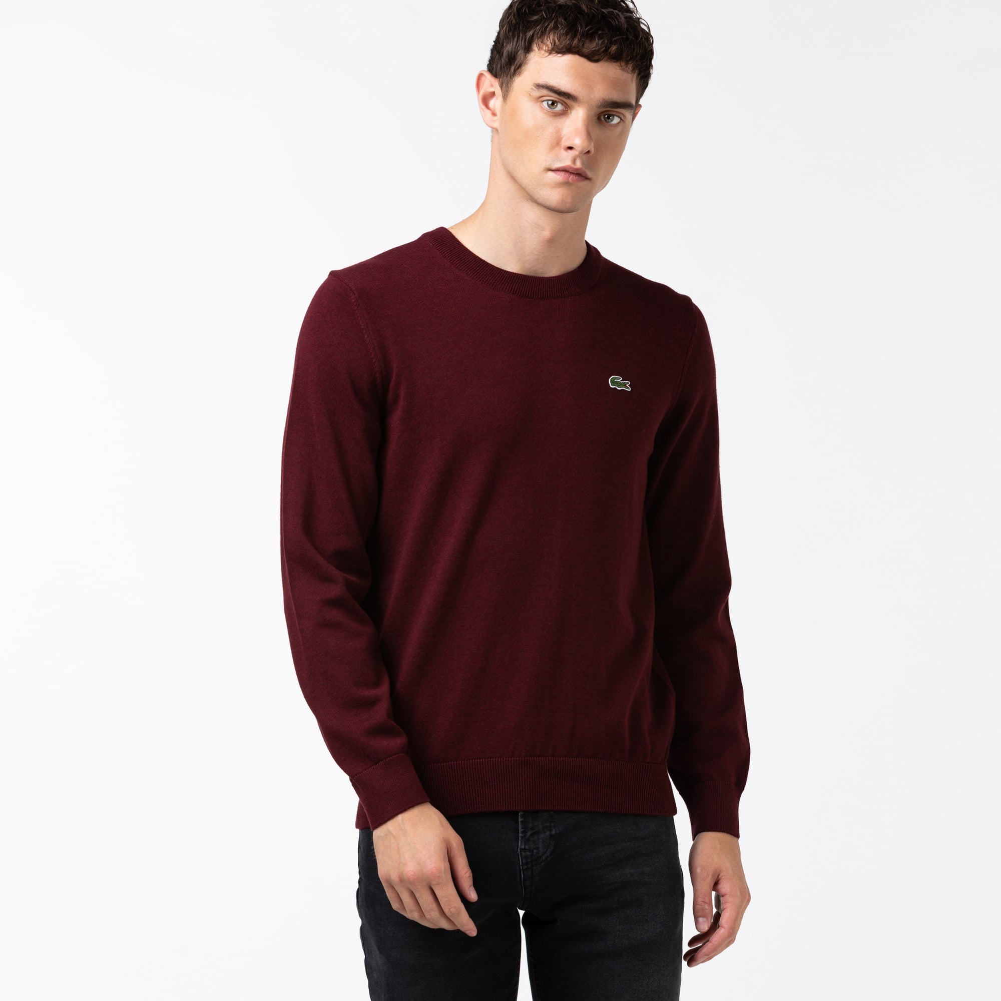 Lacoste Erkek Regular Fit Bisiklet Yaka Bordo Kazak