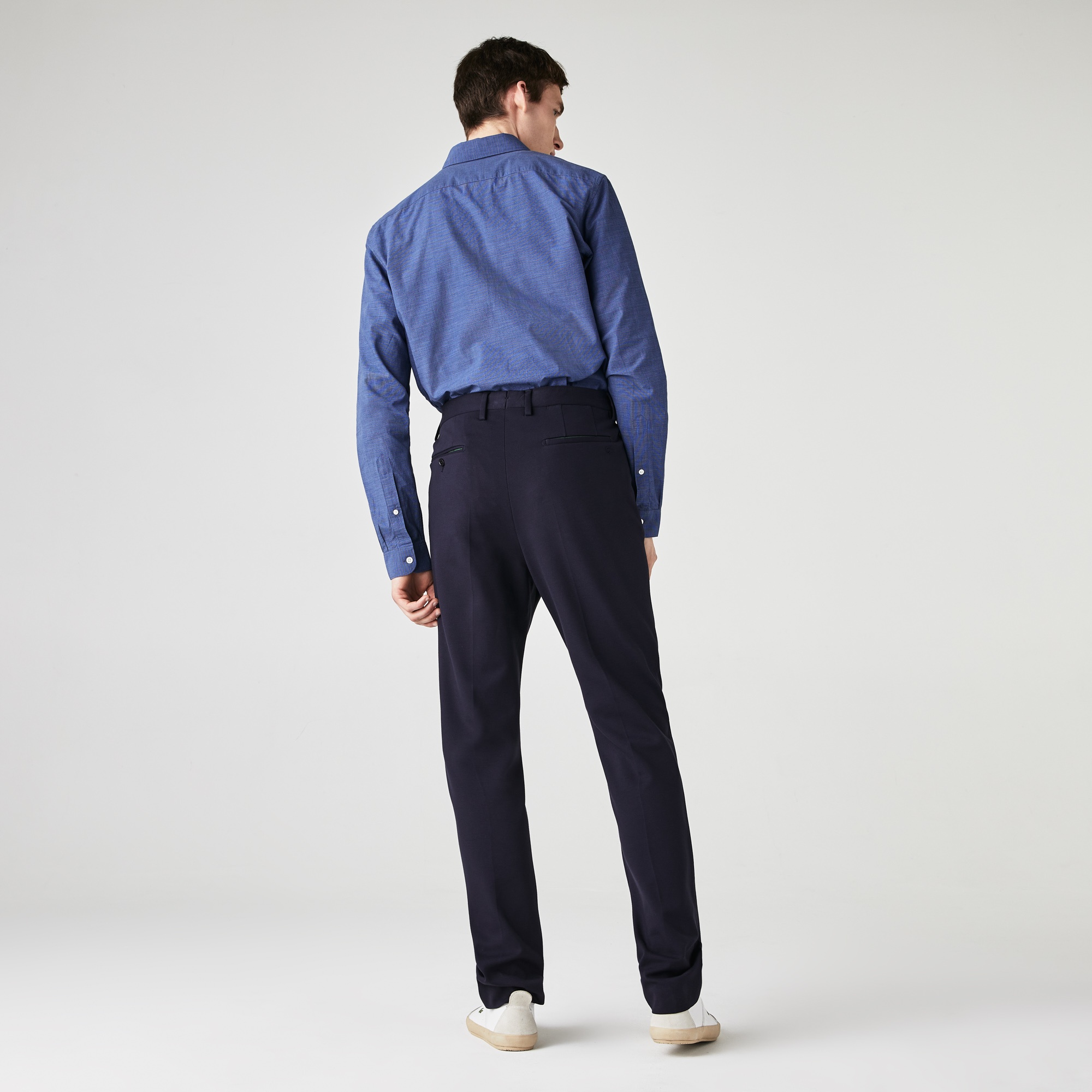 Lacoste Erkek Slim Fit Ekose Desenli Düğmeli Yaka Lacivert Gömlek