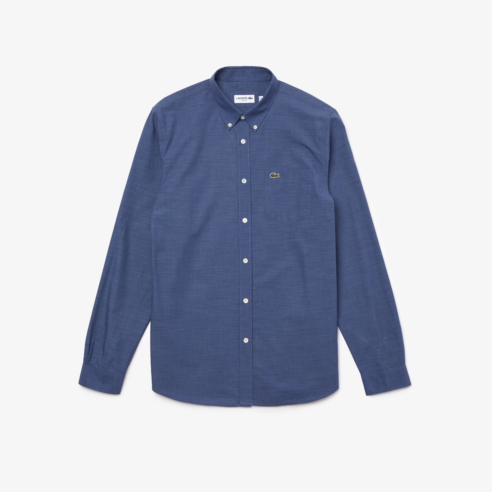 Lacoste Erkek Slim Fit Ekose Desenli Düğmeli Yaka Lacivert Gömlek