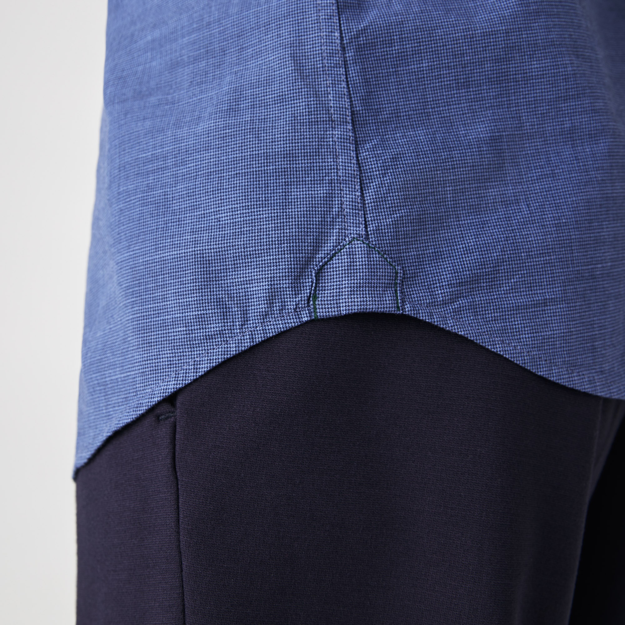 Lacoste Erkek Slim Fit Ekose Desenli Düğmeli Yaka Lacivert Gömlek