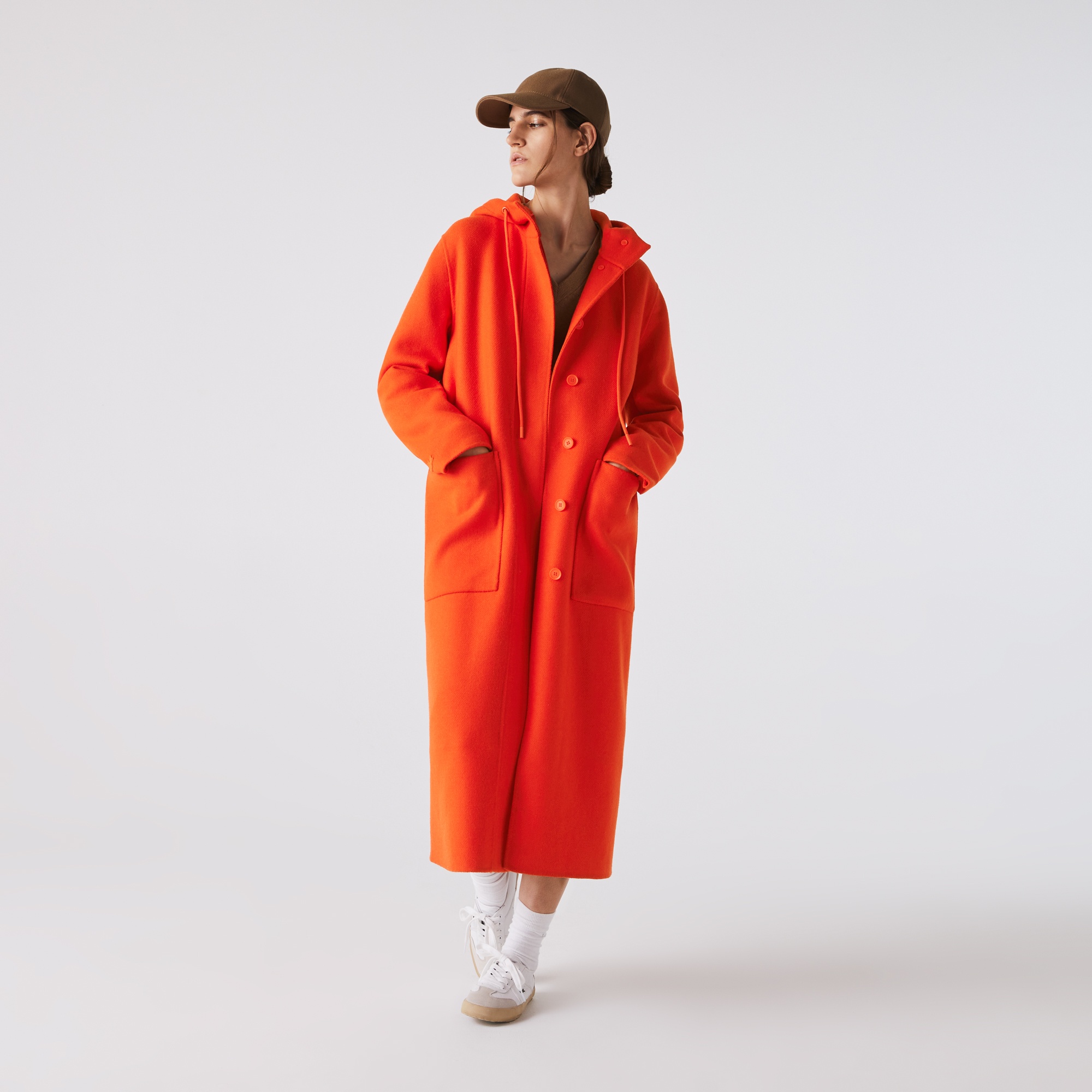 Lacoste Kadın Kapüşonlu Turuncu Kaban