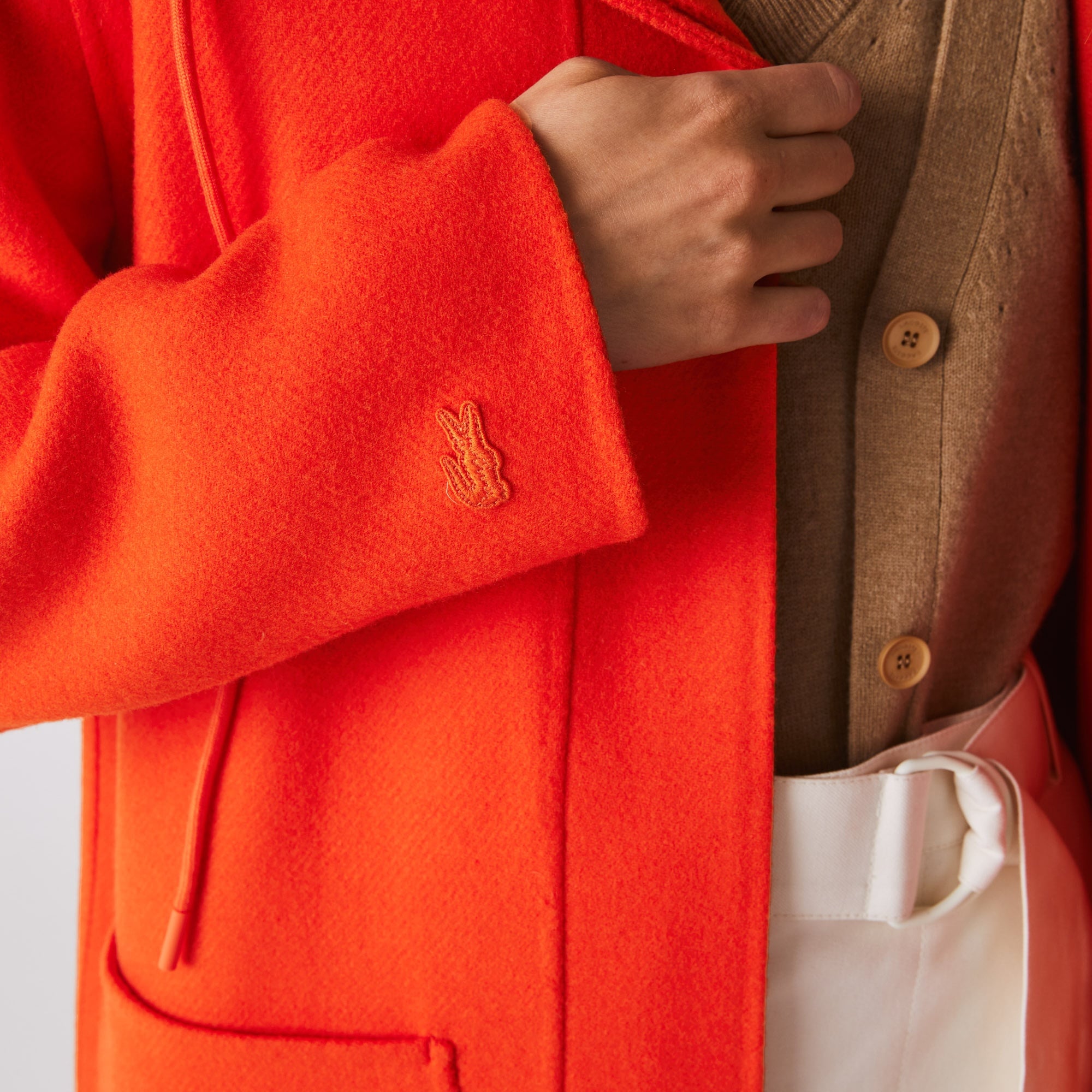 Lacoste Kadın Kapüşonlu Turuncu Kaban