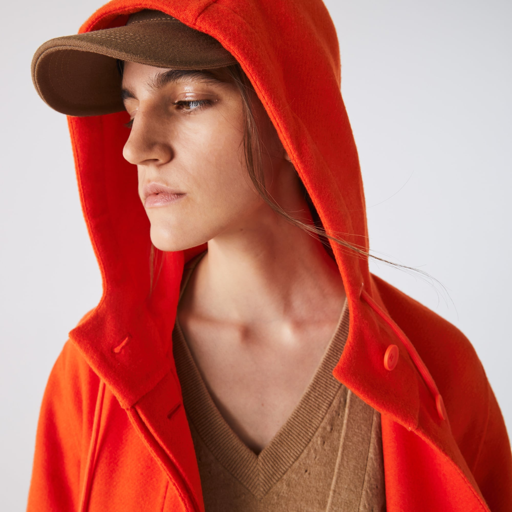 Lacoste Kadın Kapüşonlu Turuncu Kaban