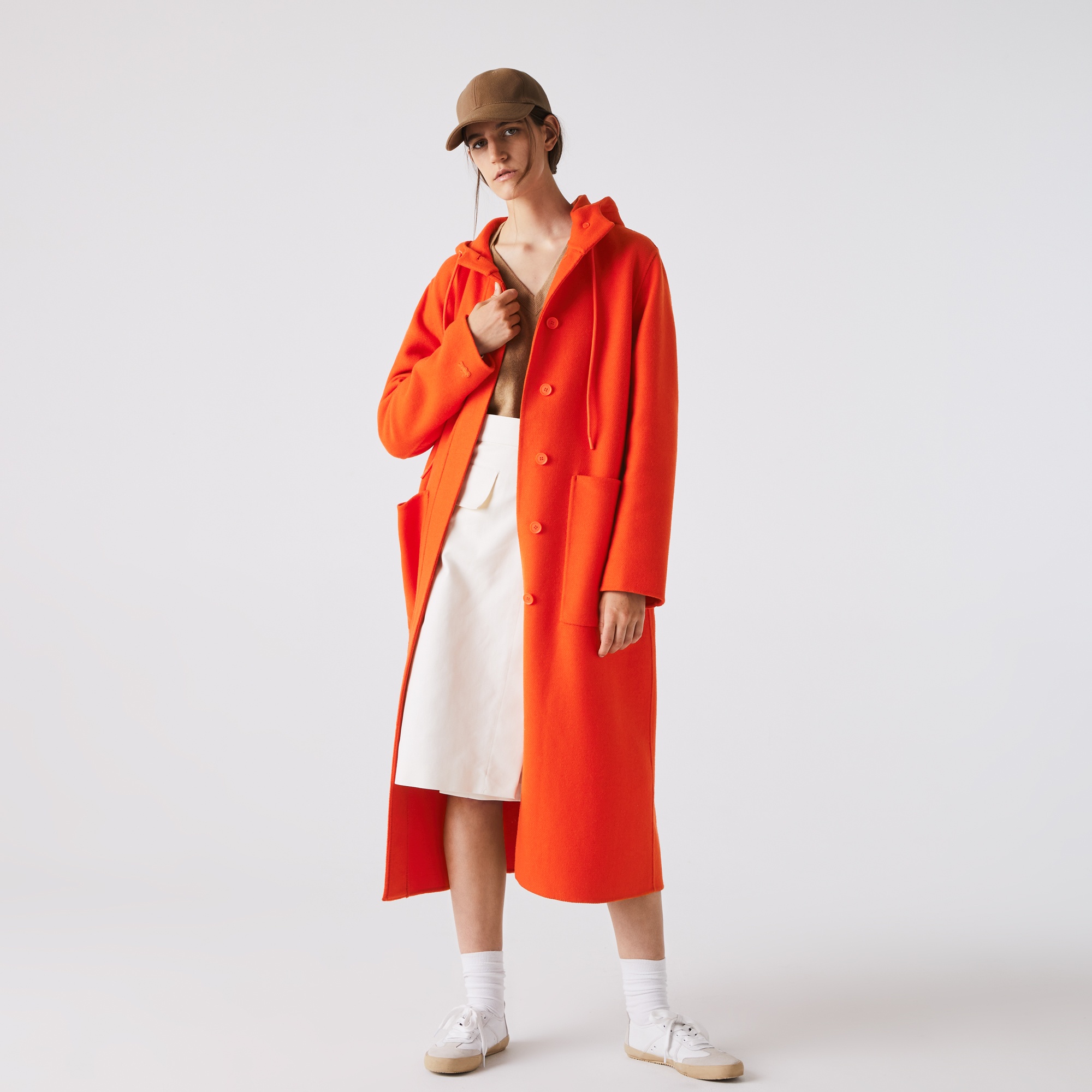 Lacoste Kadın Kapüşonlu Turuncu Kaban