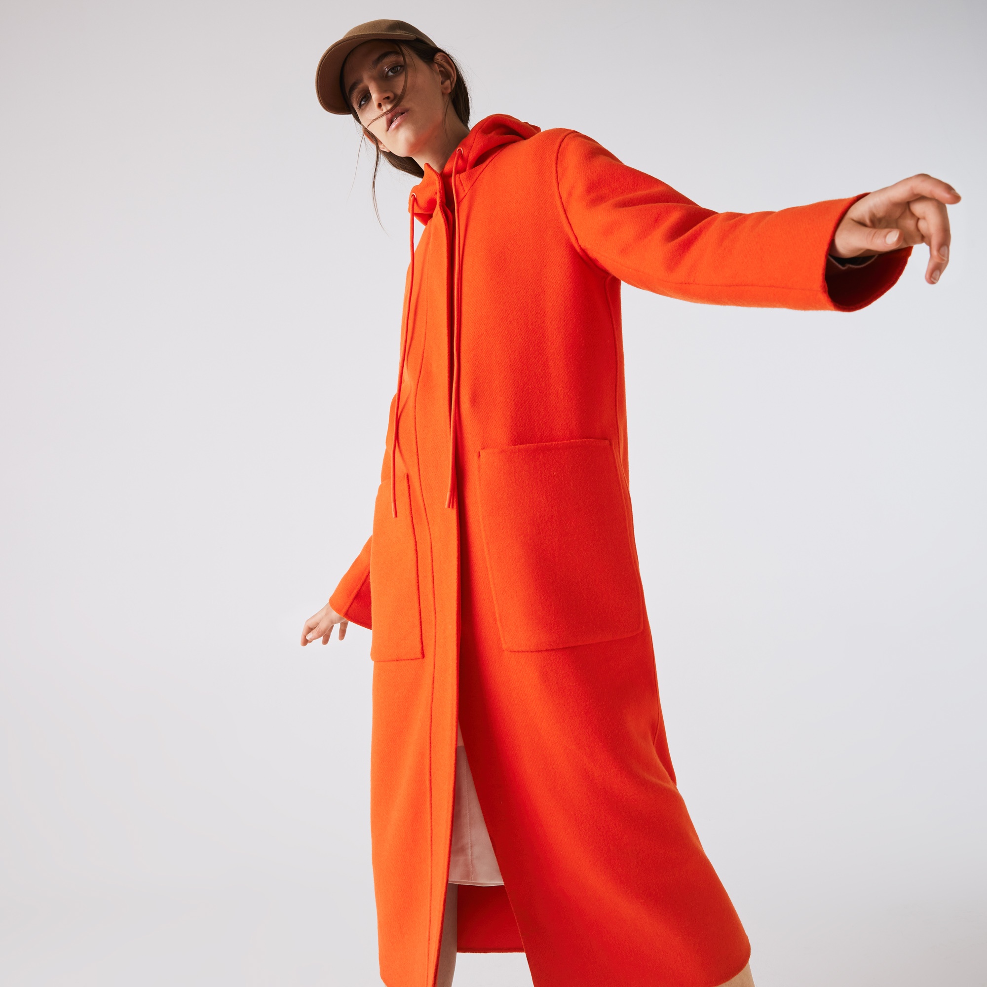 Lacoste Kadın Kapüşonlu Turuncu Kaban