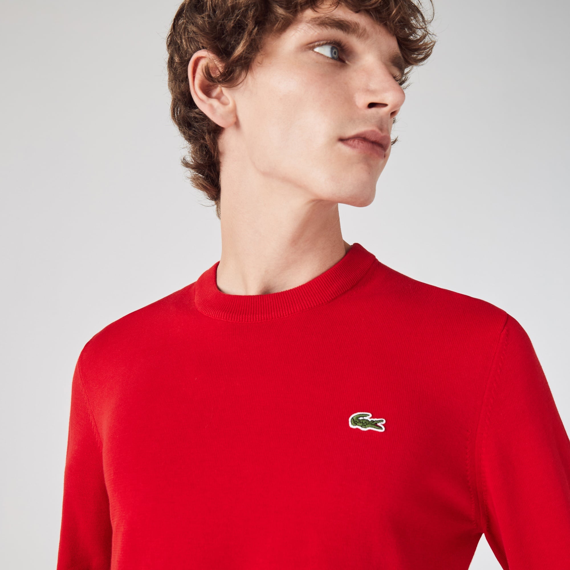 Lacoste Erkek Regular Fit Uzun Kollu Bisiklet Yaka Kırmızı Triko
