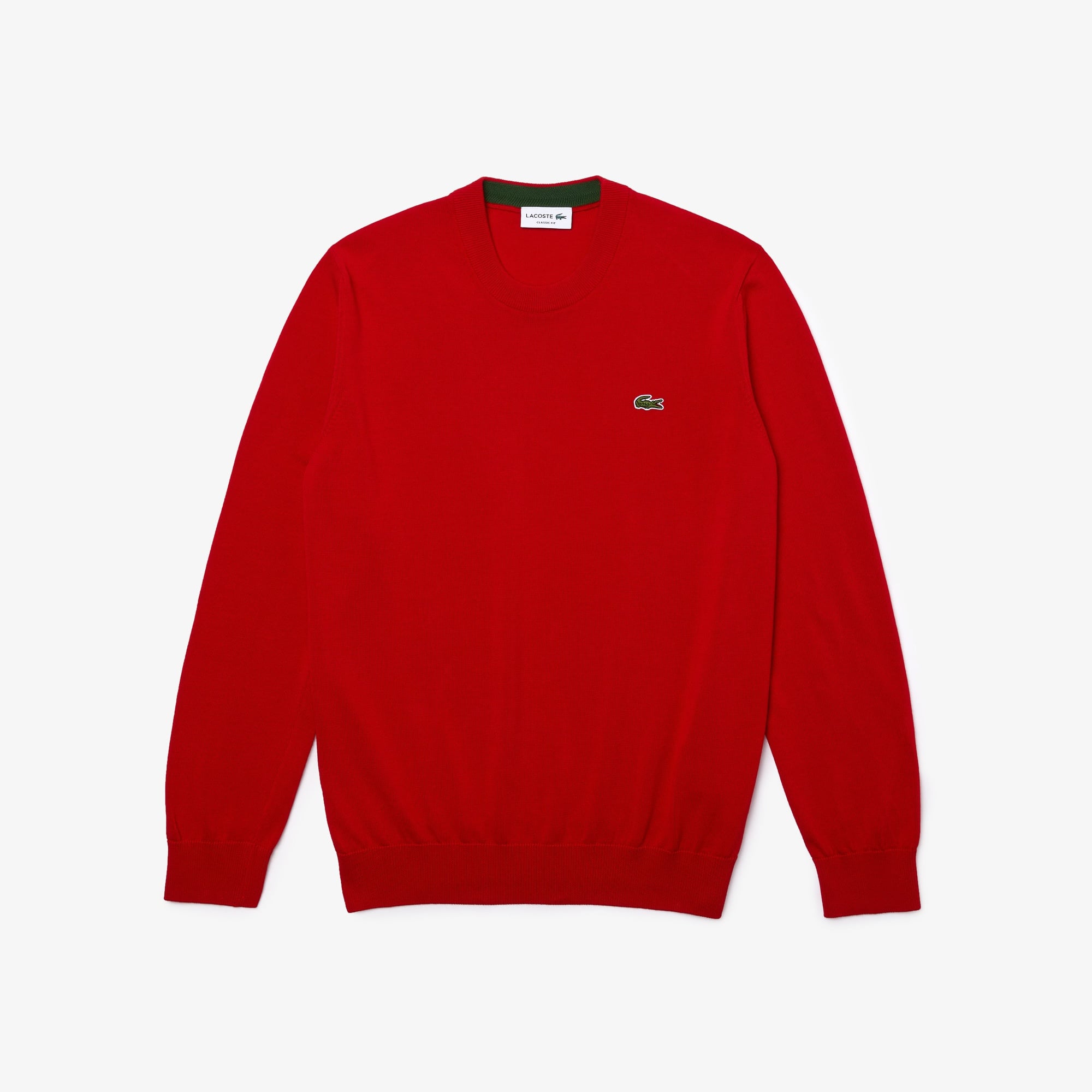 Lacoste Erkek Regular Fit Uzun Kollu Bisiklet Yaka Kırmızı Triko