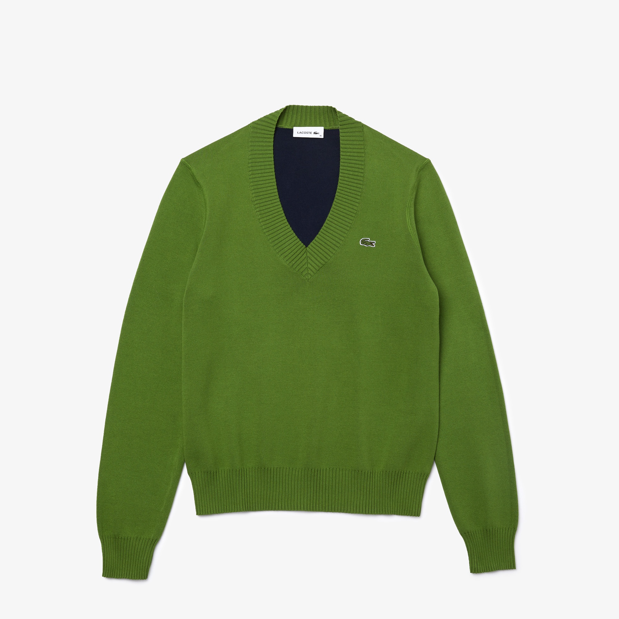 Lacoste Kadın V Yaka Yeşil Triko Kazak