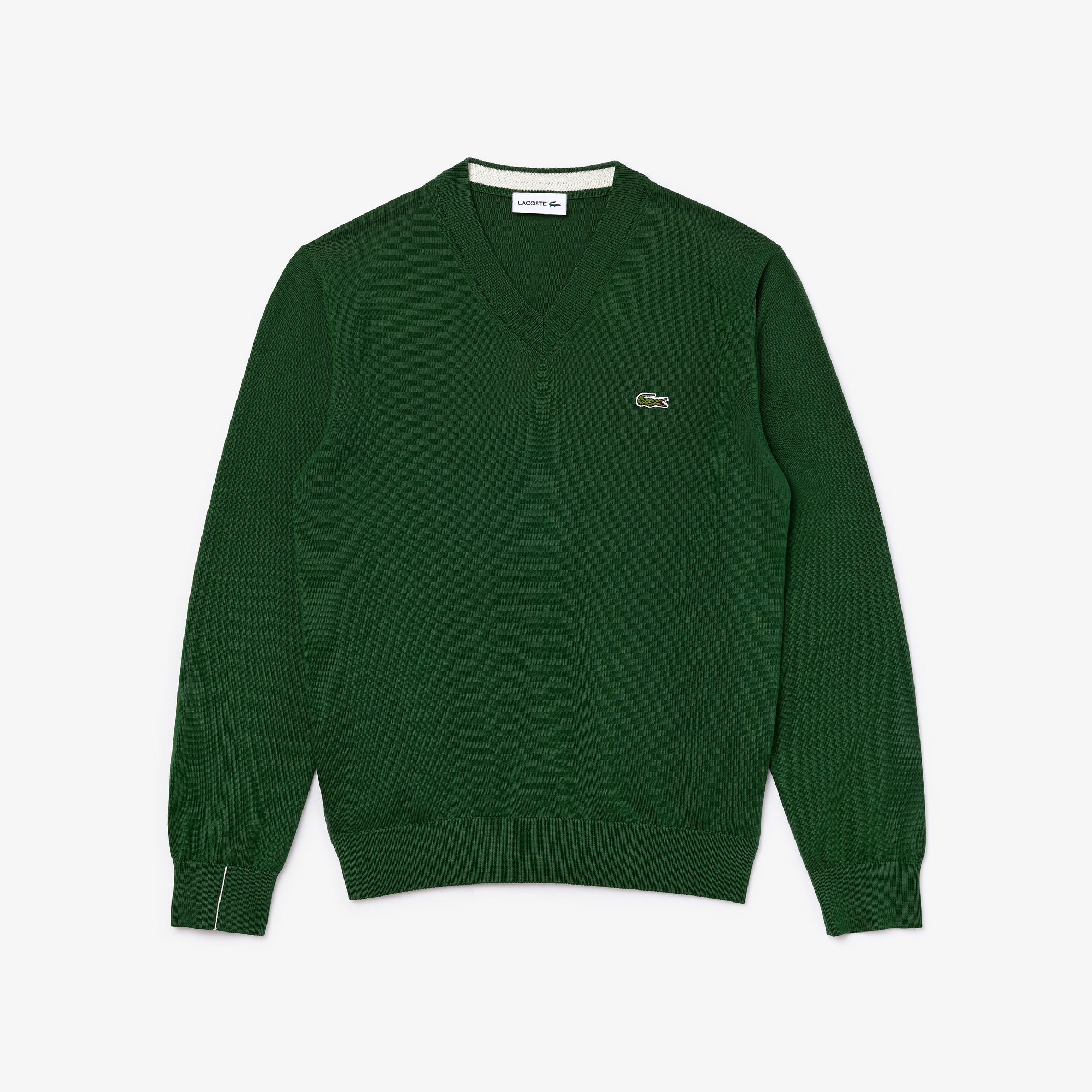 Lacoste Erkek Classic Fit V Yaka Yeşil Kazak
