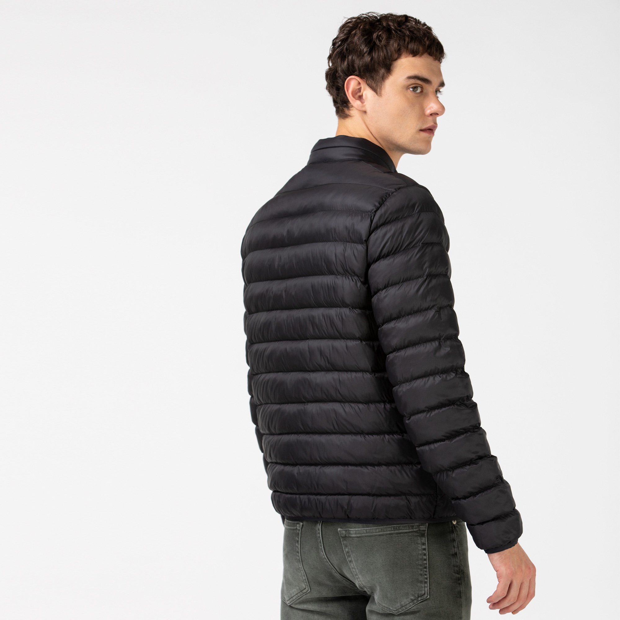 Lacoste Erkek Kapitone Dik Yaka Siyah Mont