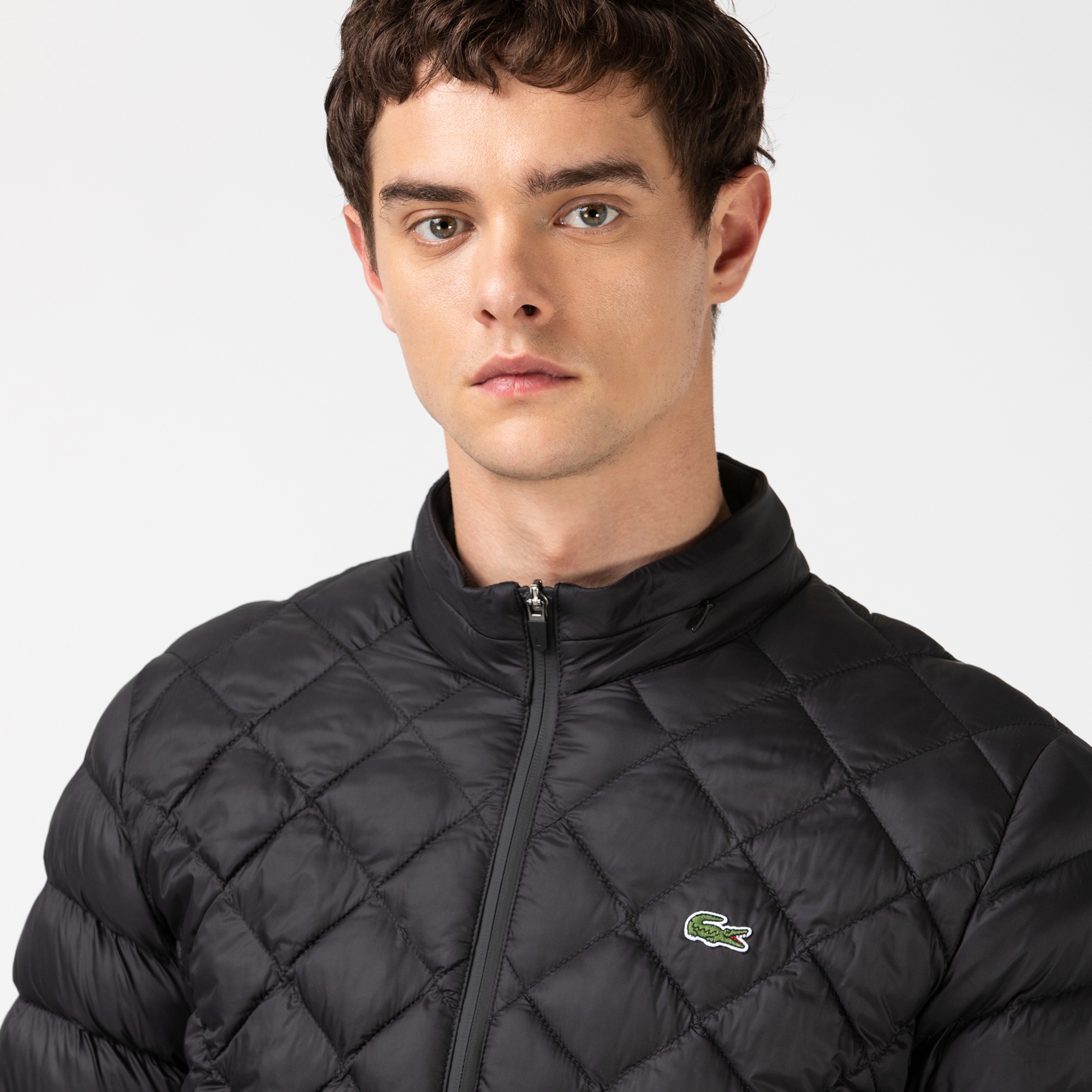 Lacoste Erkek Kapitone Dik Yaka Siyah Mont