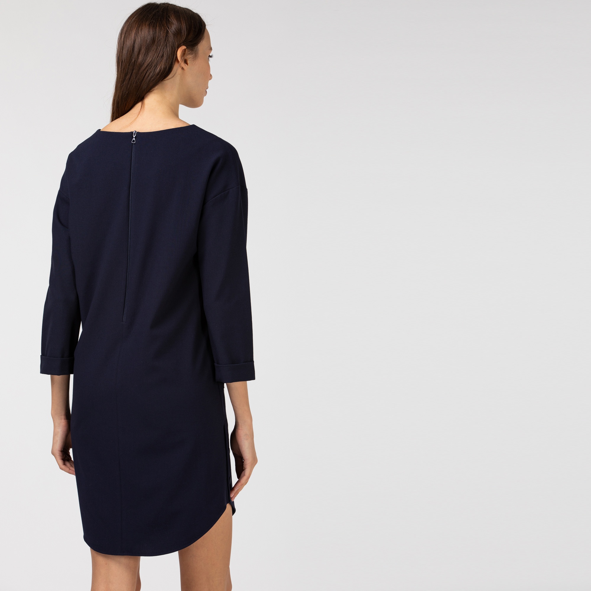 Lacoste Kadın Bisiklet Yaka Truvakar Kollu Lacivert Elbise