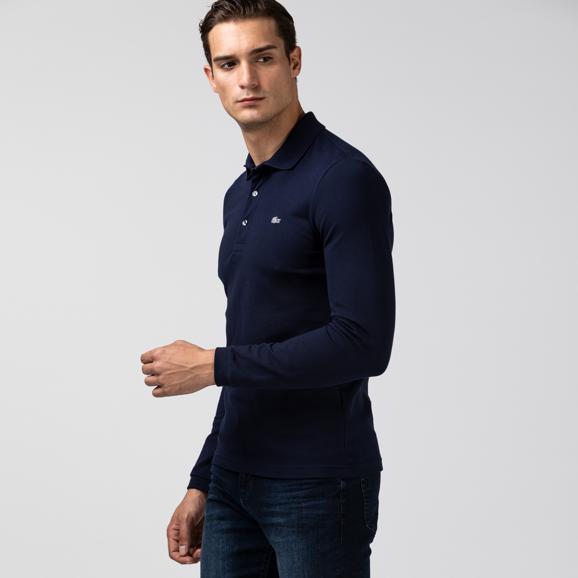 Lacoste Erkek Slim Fit Uzun Kollu Lacivert Polo