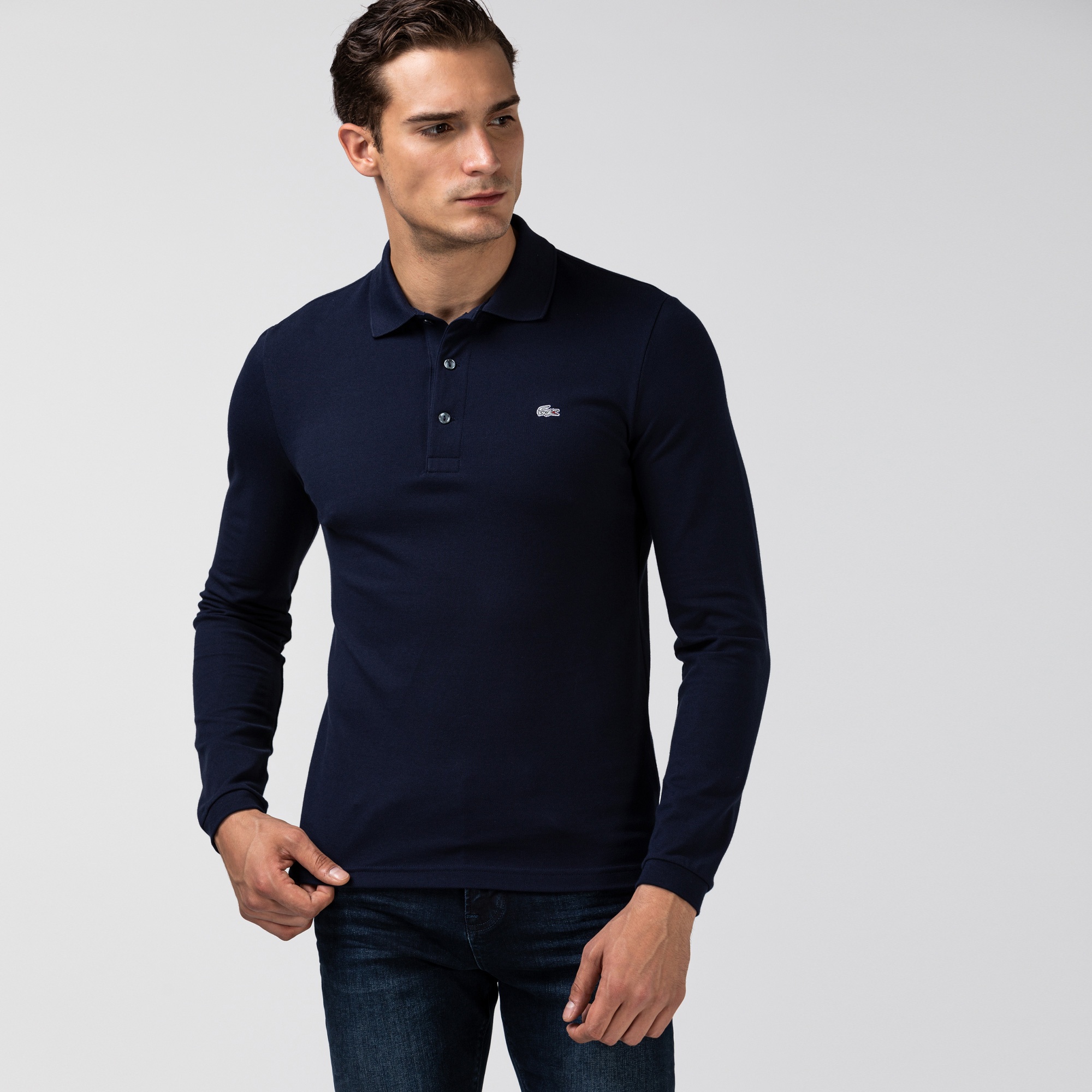 Lacoste Erkek Slim Fit Uzun Kollu Lacivert Polo