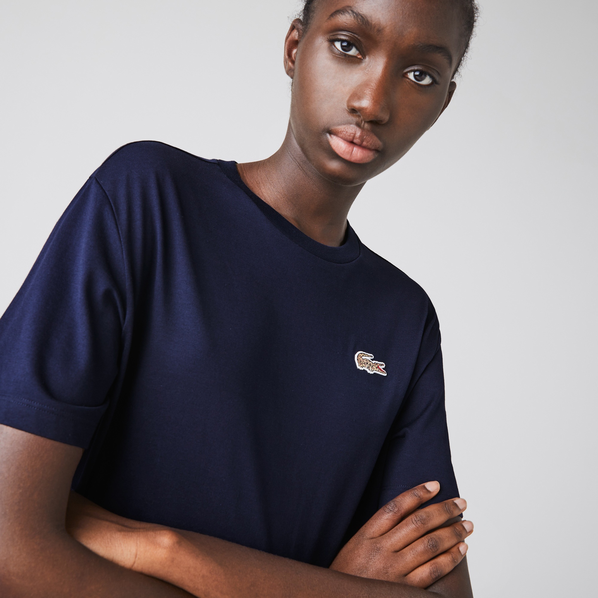 Lacoste x National Geographic Kadın Lacivert T-shirt