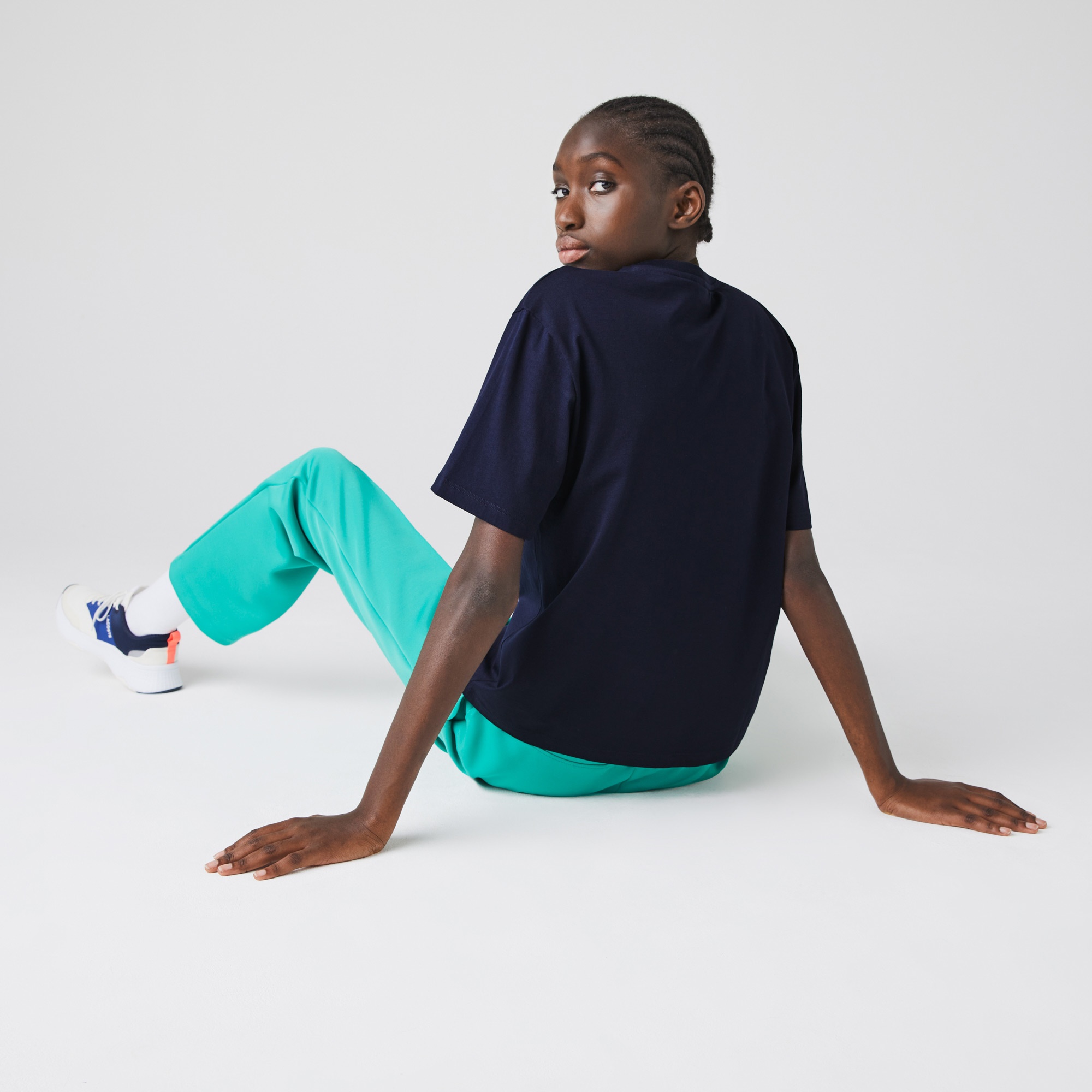 Lacoste x National Geographic Kadın Lacivert T-shirt