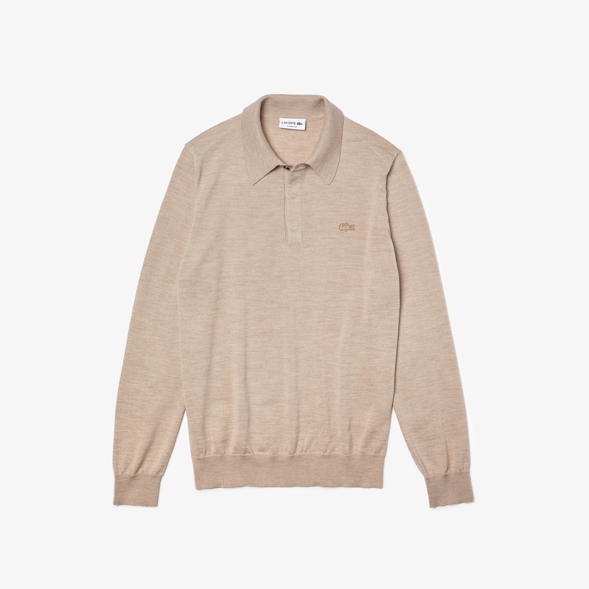 Lacoste Erkek Yün Polo Yaka Bej Triko Kazak