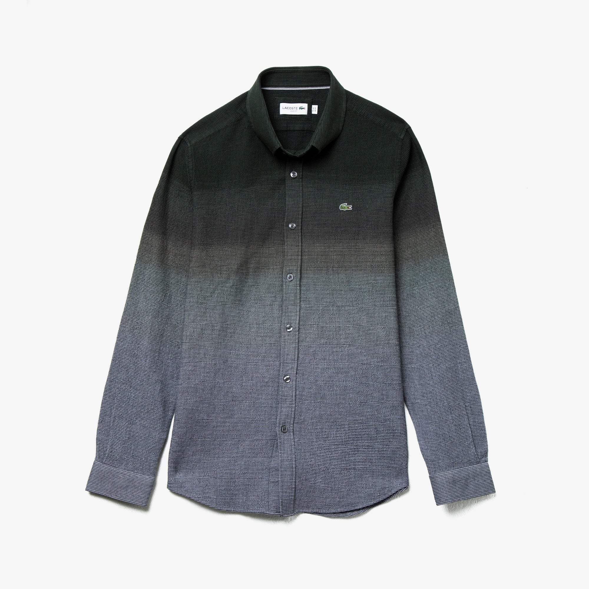 Lacoste Erkek Slim Fit Blok Desenli Haki Gömlek