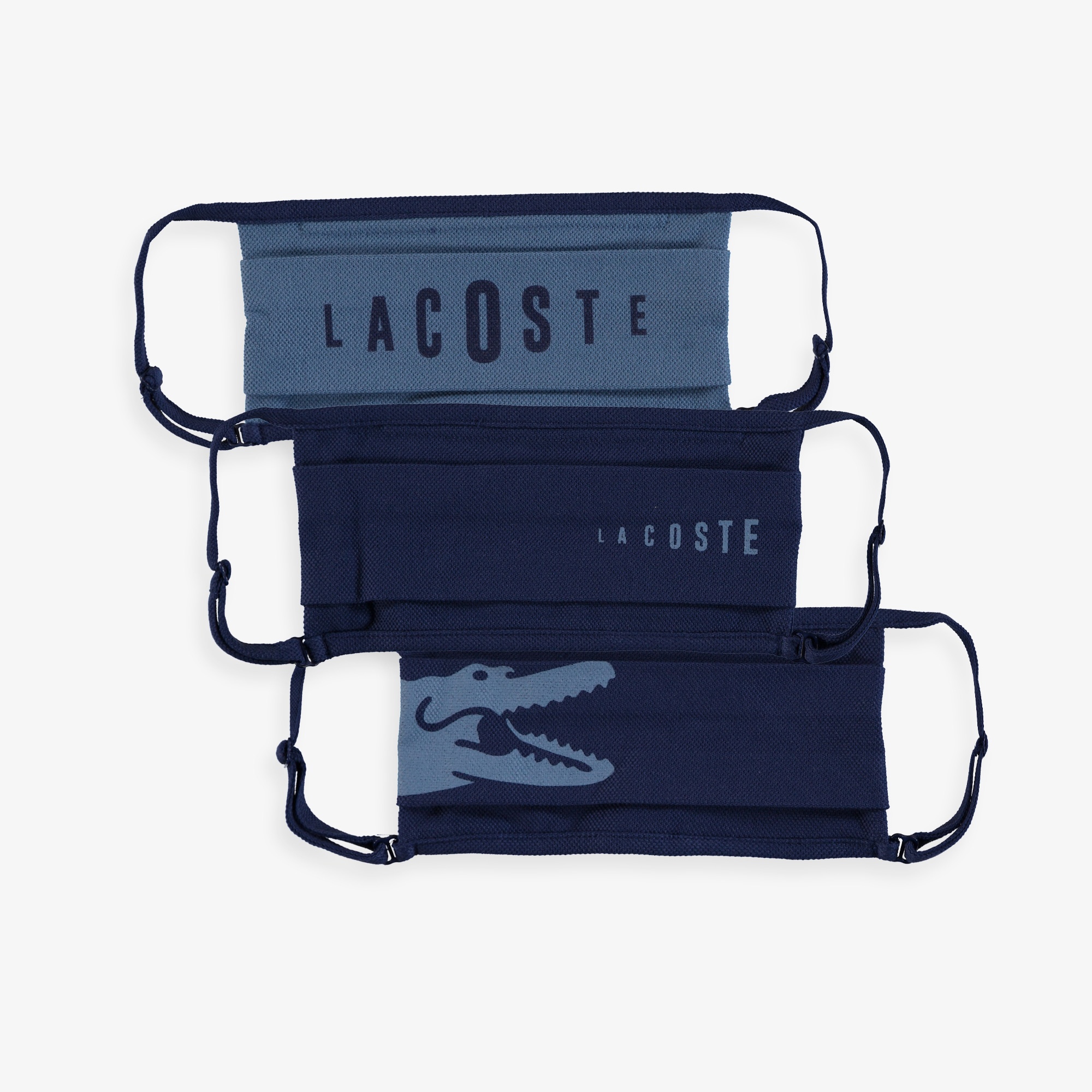 Lacoste Pamuklu Yıkanabilir Mavi - Lacivert Baskılı 3'lü Maske