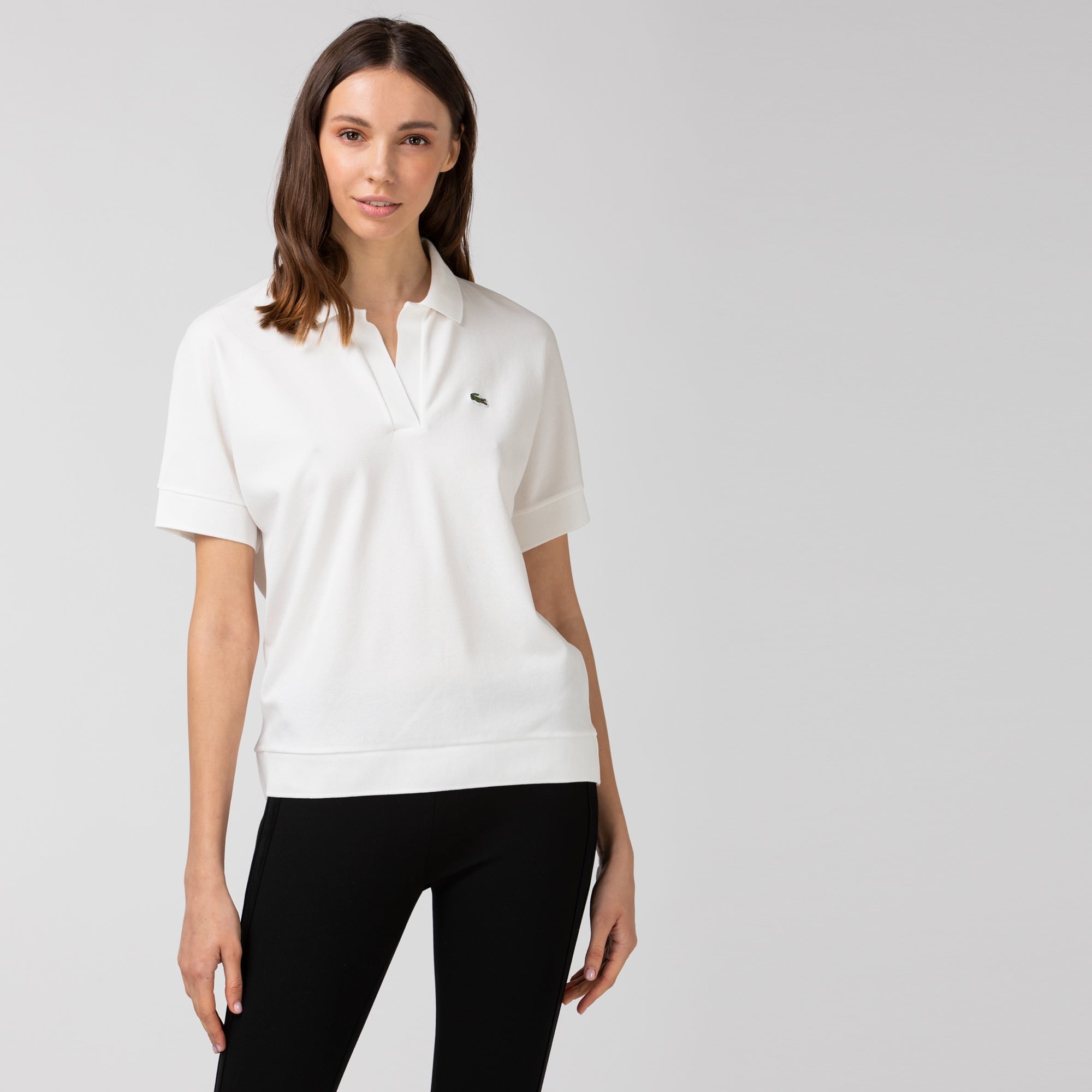 Lacoste Kadın Relaxed Fit Ekru Polo