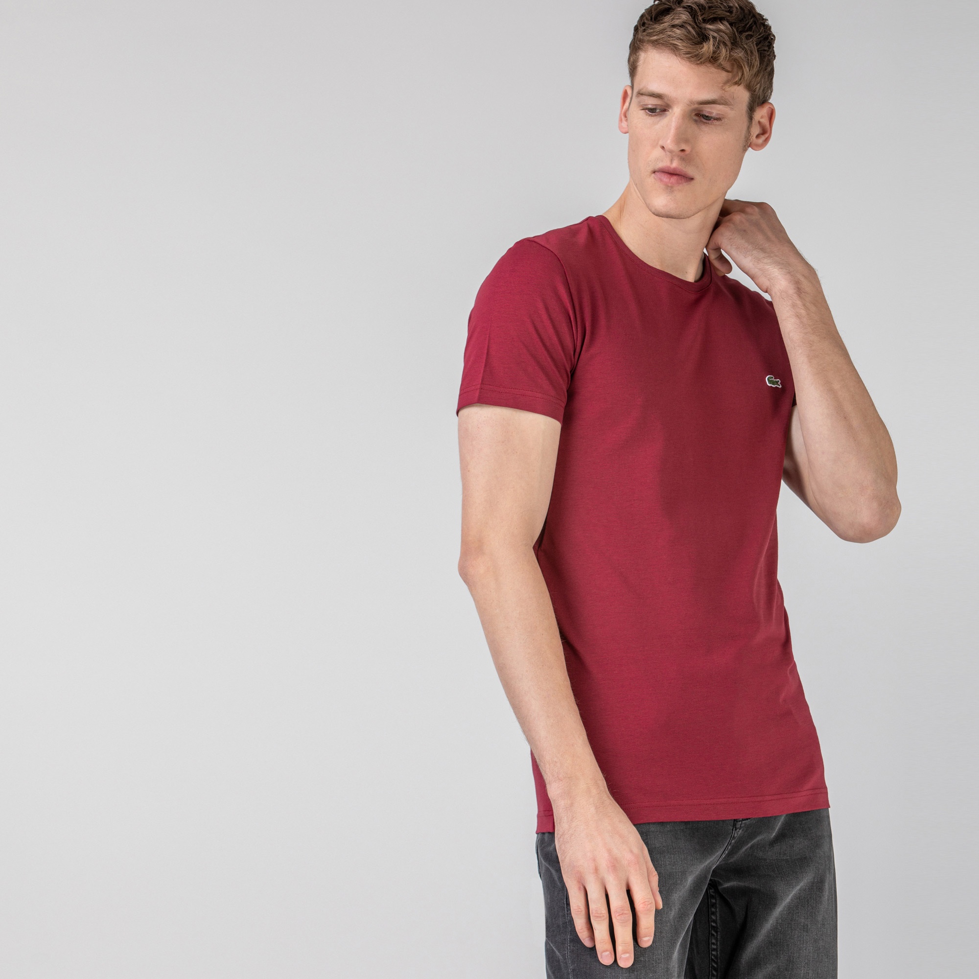 Lacoste Erkek Slim Fit Bordo T-Shirt