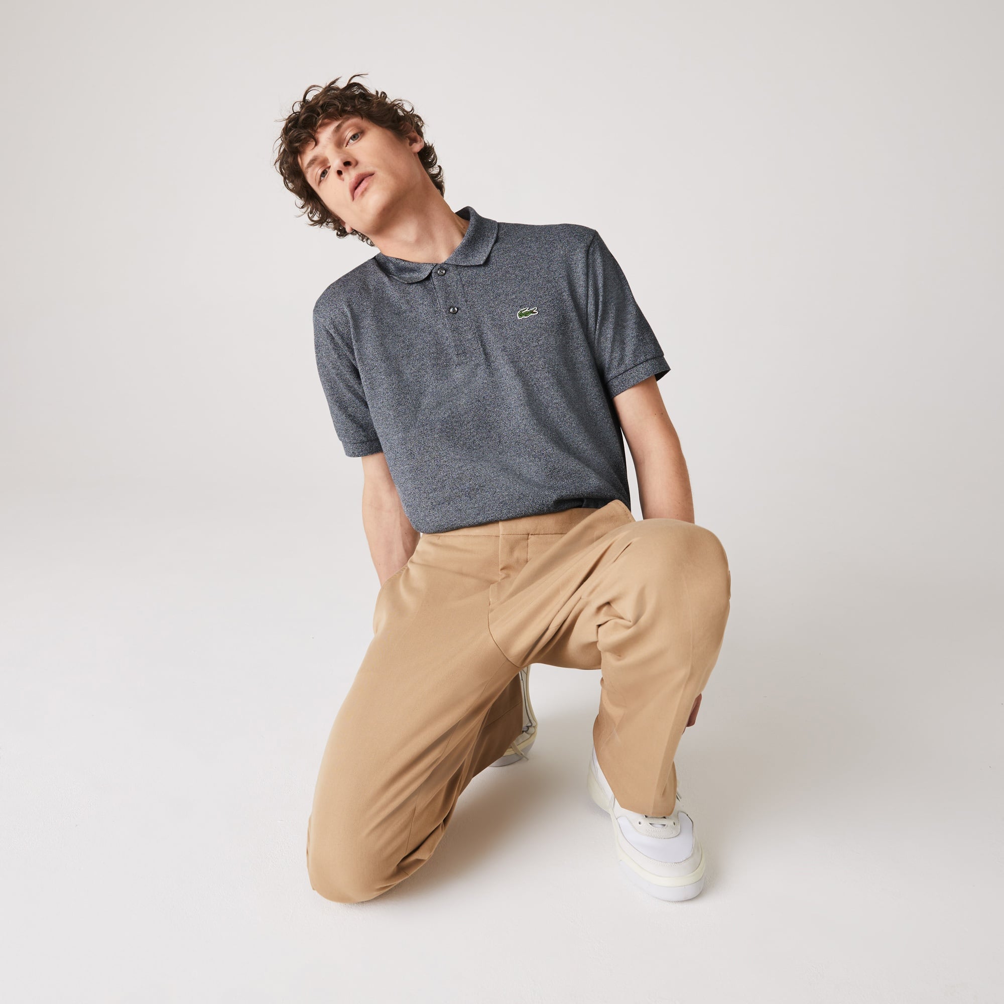 Lacoste Erkek Classic Fit Marl L.12.12 Koyu Gri Polo