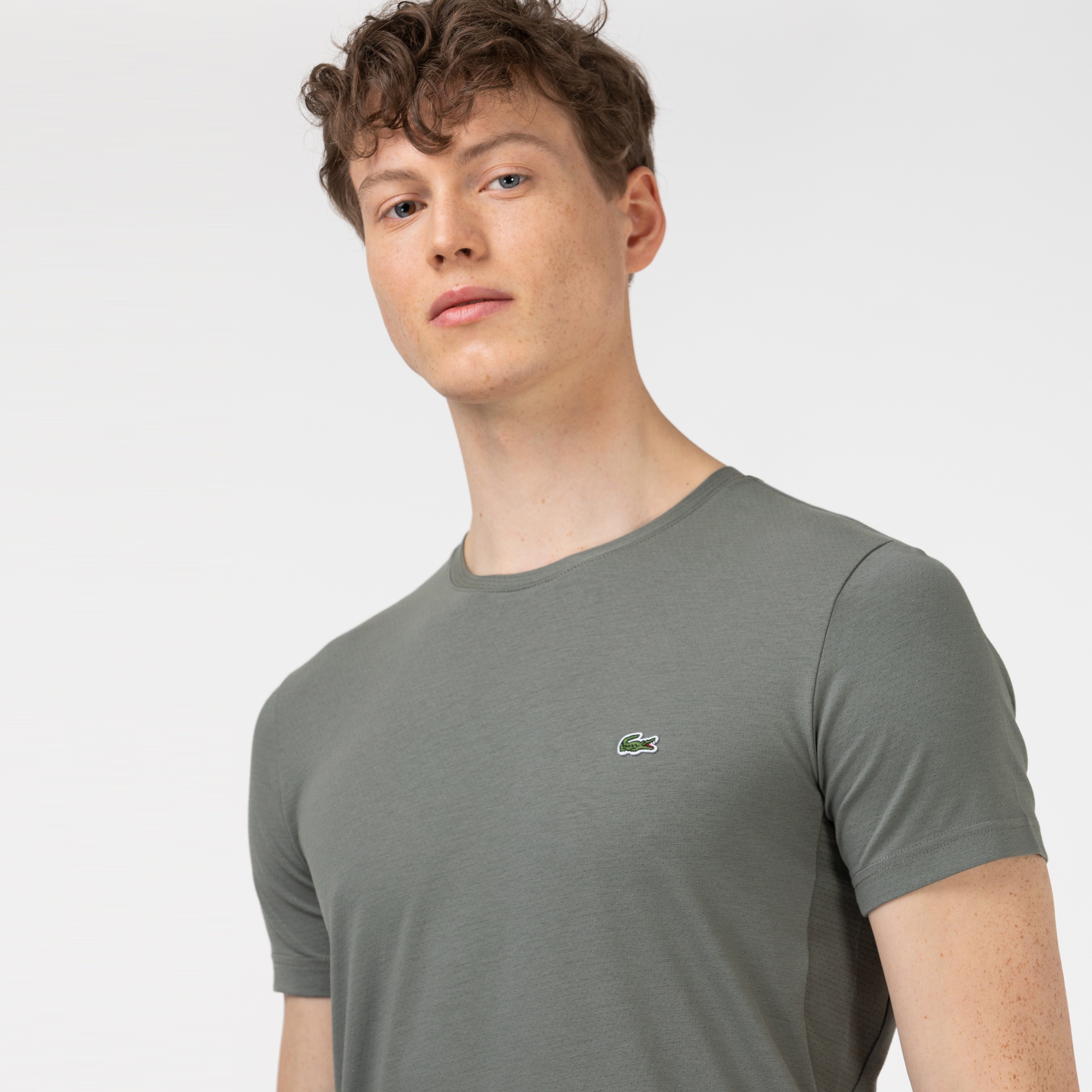 Lacoste Erkek Slim Fit Bisiklet Yaka Haki T-Shirt