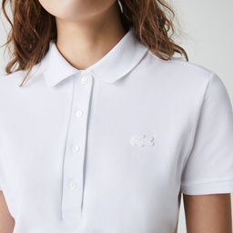 Lacoste Kadın Slim Fit Kısa Kollu Polo Yaka Beyaz Elbise Beyaz