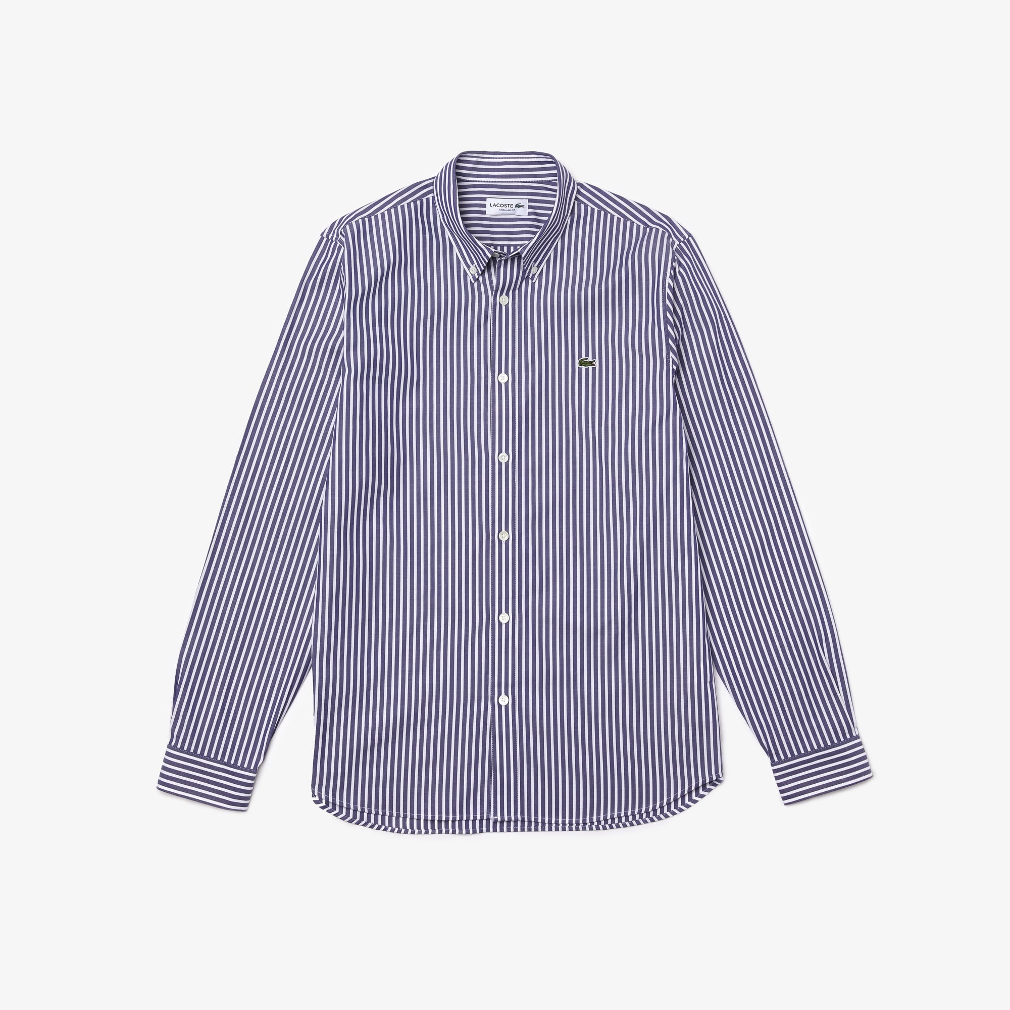 Lacoste Erkek Regular Fit Çizgili Gri Gömlek