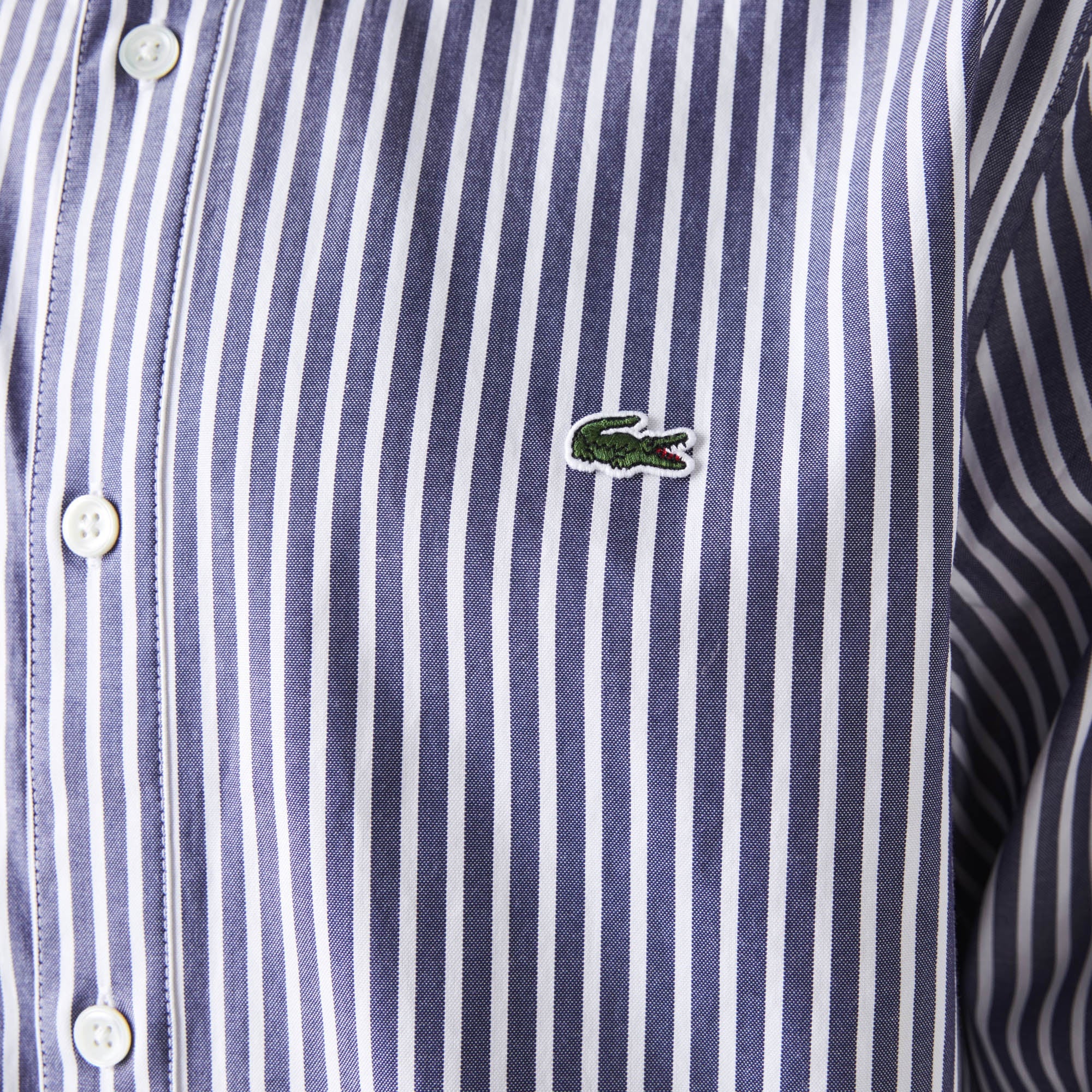 Lacoste Erkek Regular Fit Çizgili Gri Gömlek