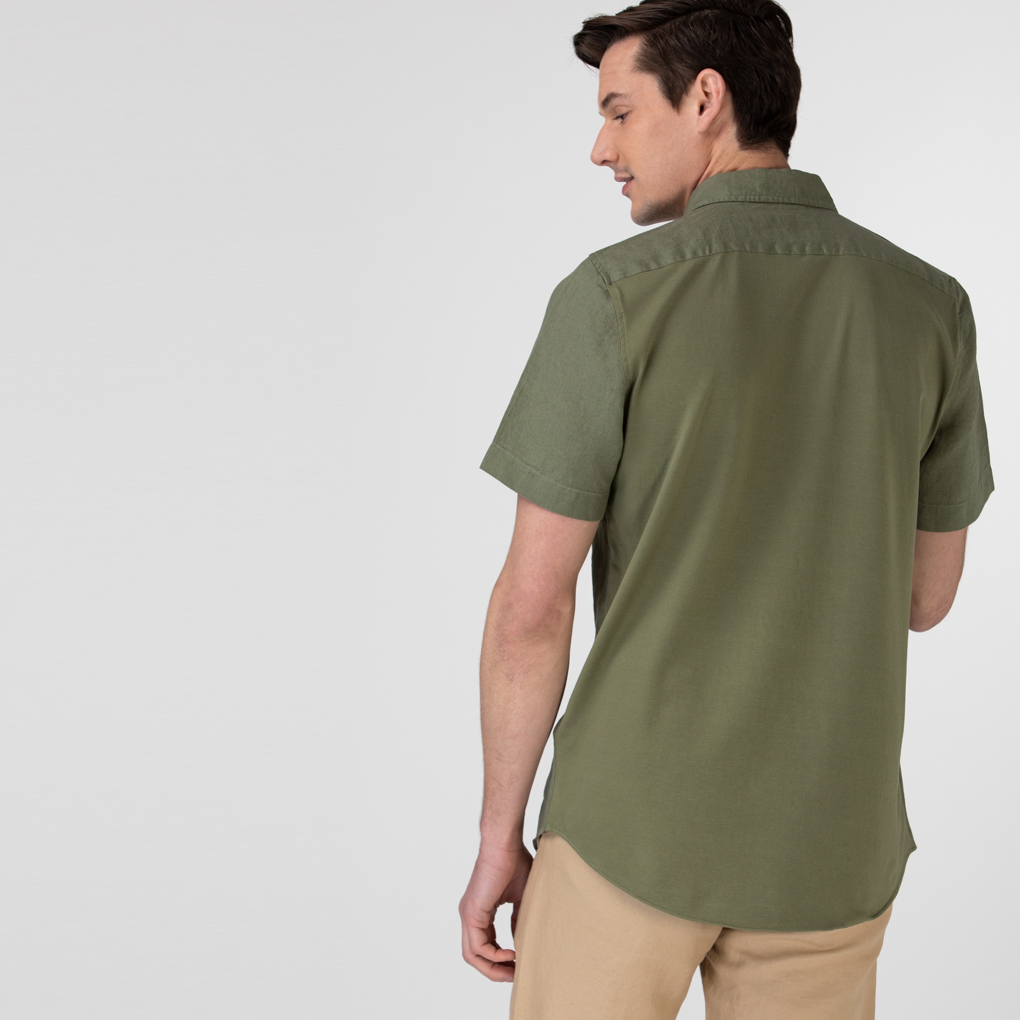 Lacoste Erkek Slim Fit Kısa Kollu Haki Gömlek