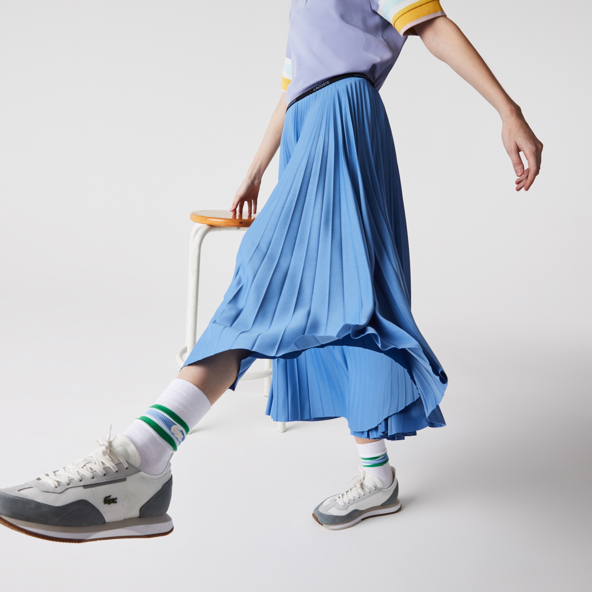 Lacoste Kadın Pileli Mavi Etek